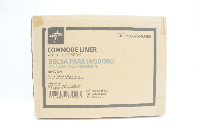 Medline MDS89664LINER Commode Liner With Absorbent Pad - Box of 6
