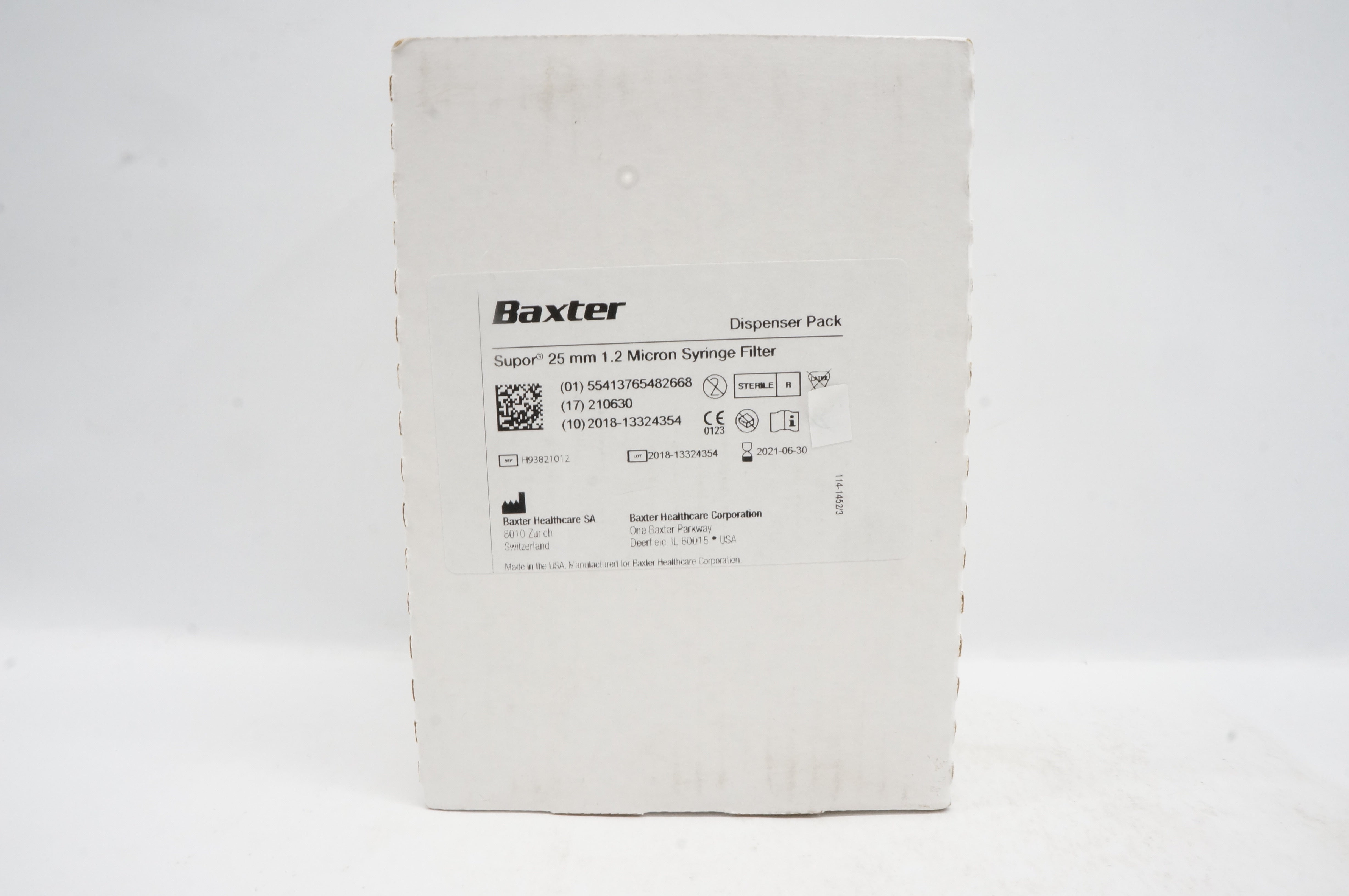 Baxter H93821012 Dispenser Pack Supor 25mm, 1.2 Micron Syringe Filter (x)