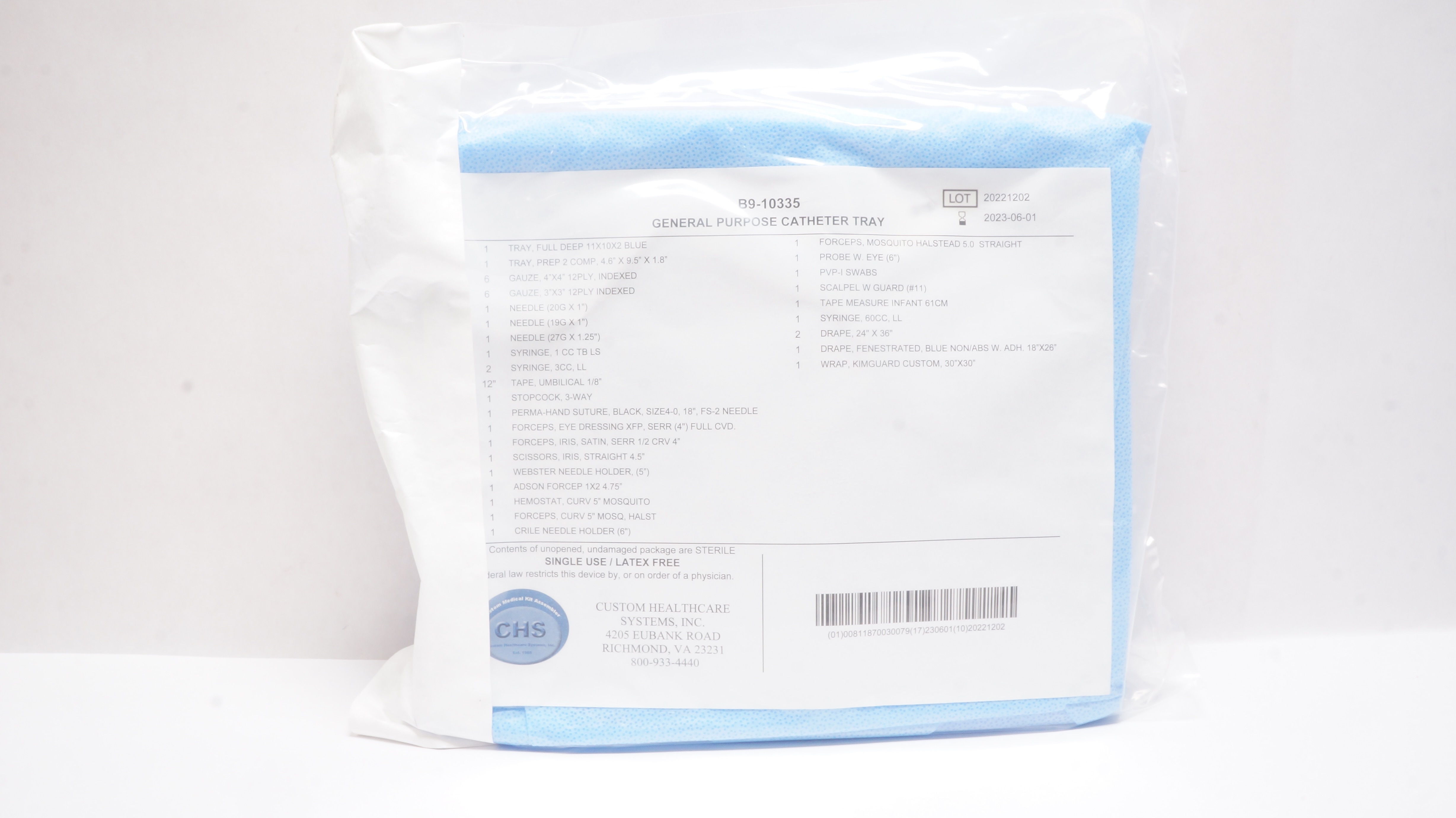 CHS B9-10335 General Purpose Cath. Tray (x)