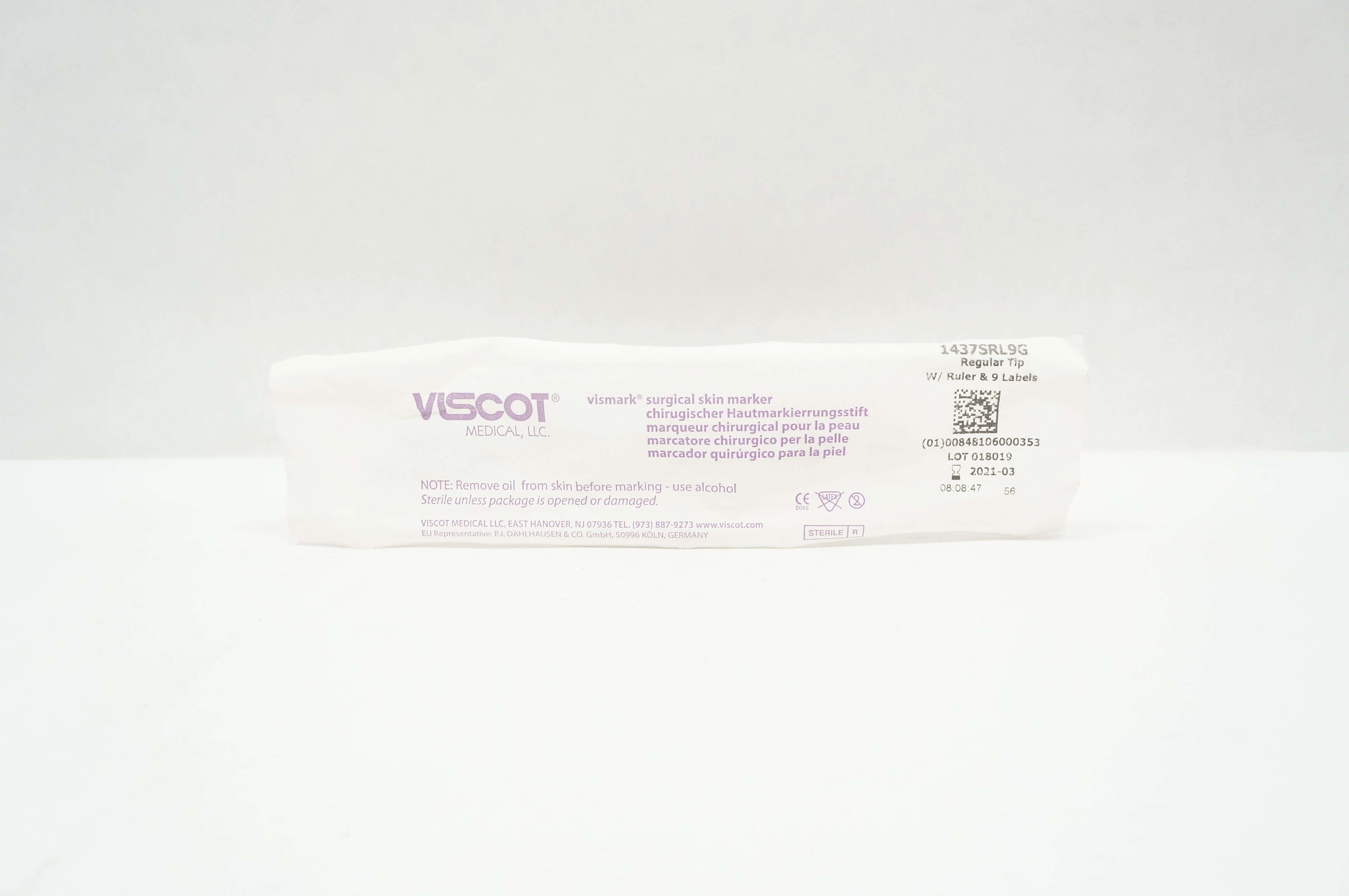 Viscot 1437SRL9G Vismark Surgical Skin Marker Regular Tip w/Ruler & 9 Labels (x)