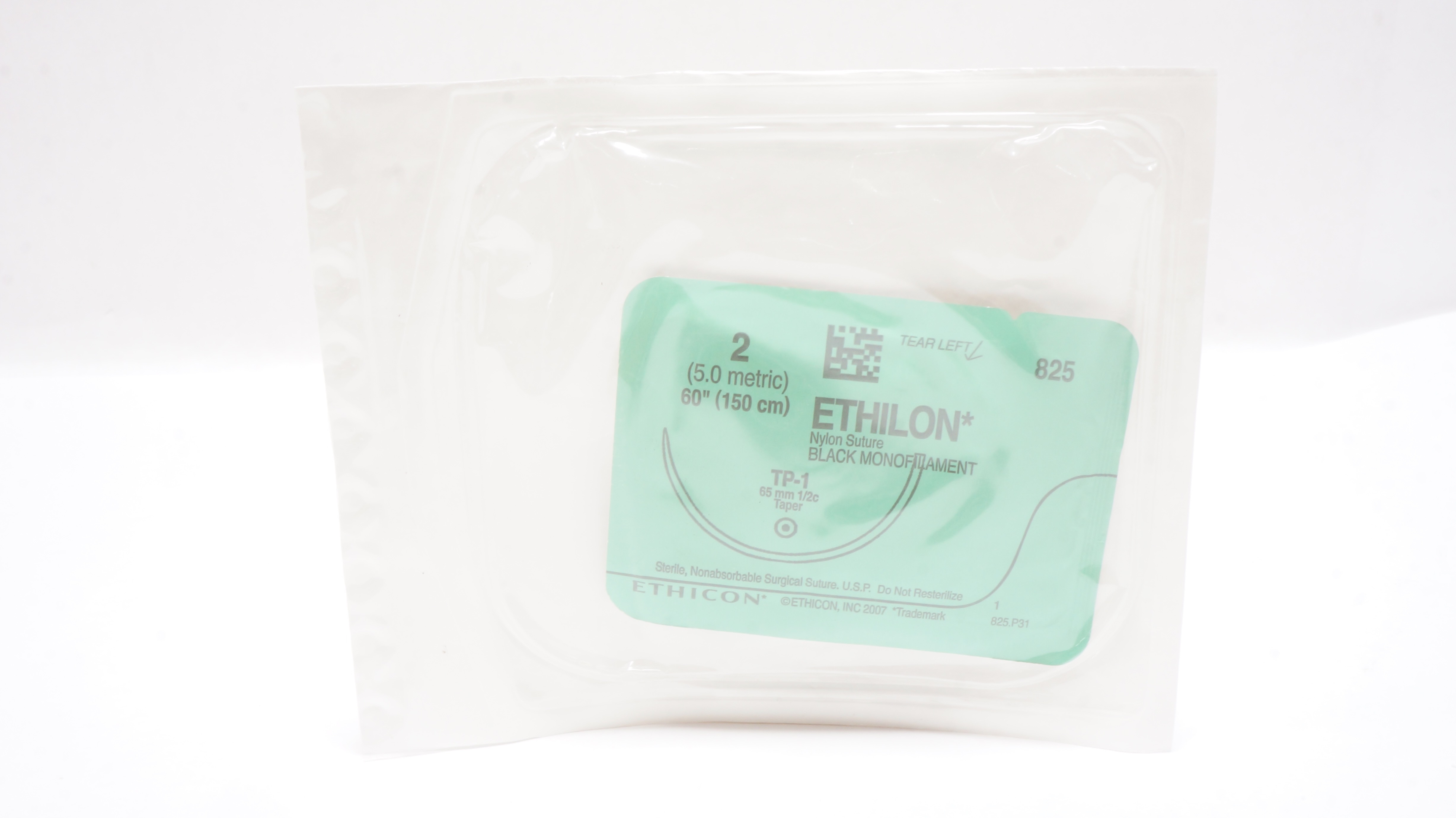 Ethicon 825 2 Ethilon Nylon Stre Black Monofilament TP-1 65mm 1/2c Taper 60 inch