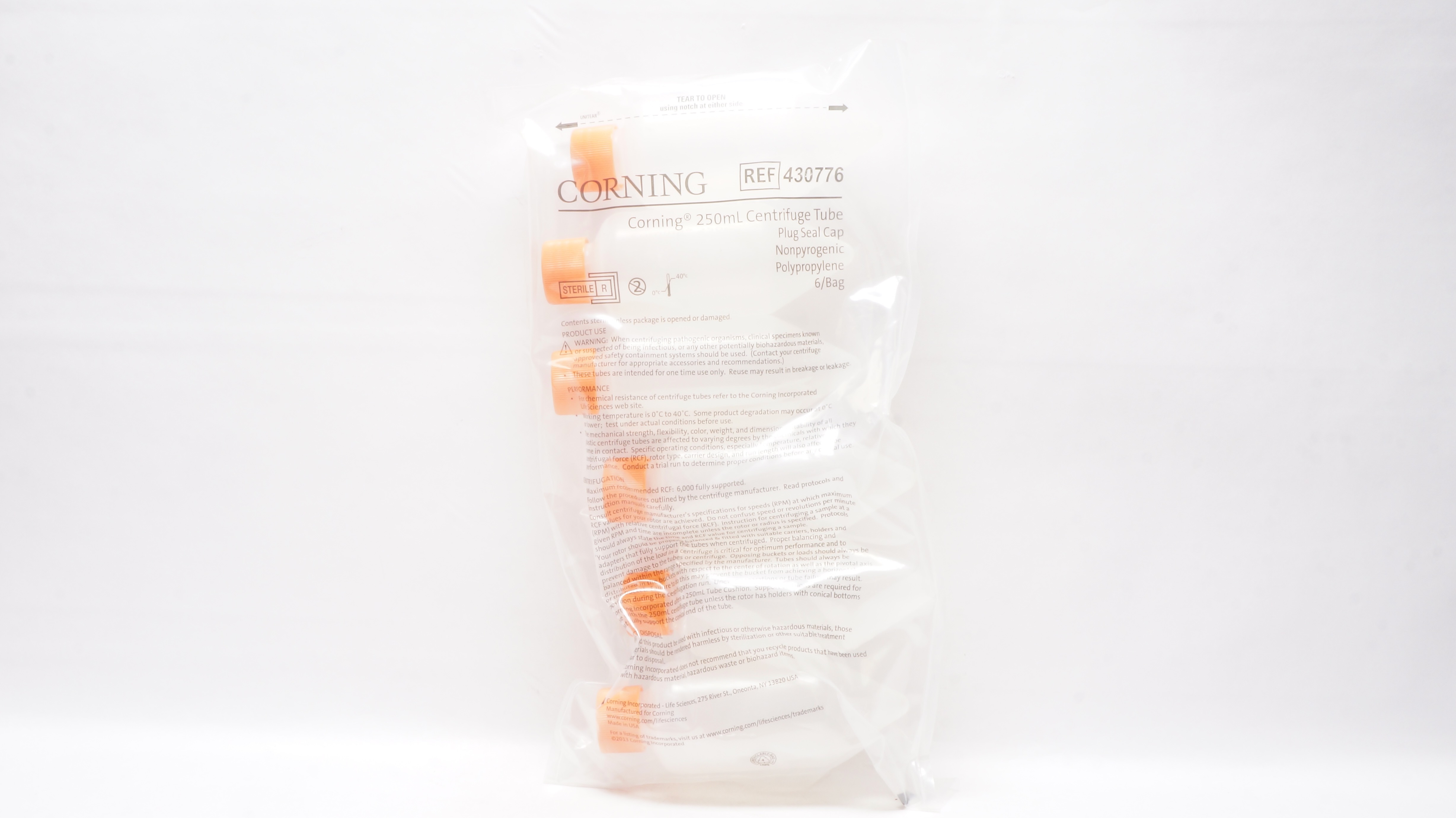 Corning 430776 Centrifuge Tube 250mL - Pack of 6