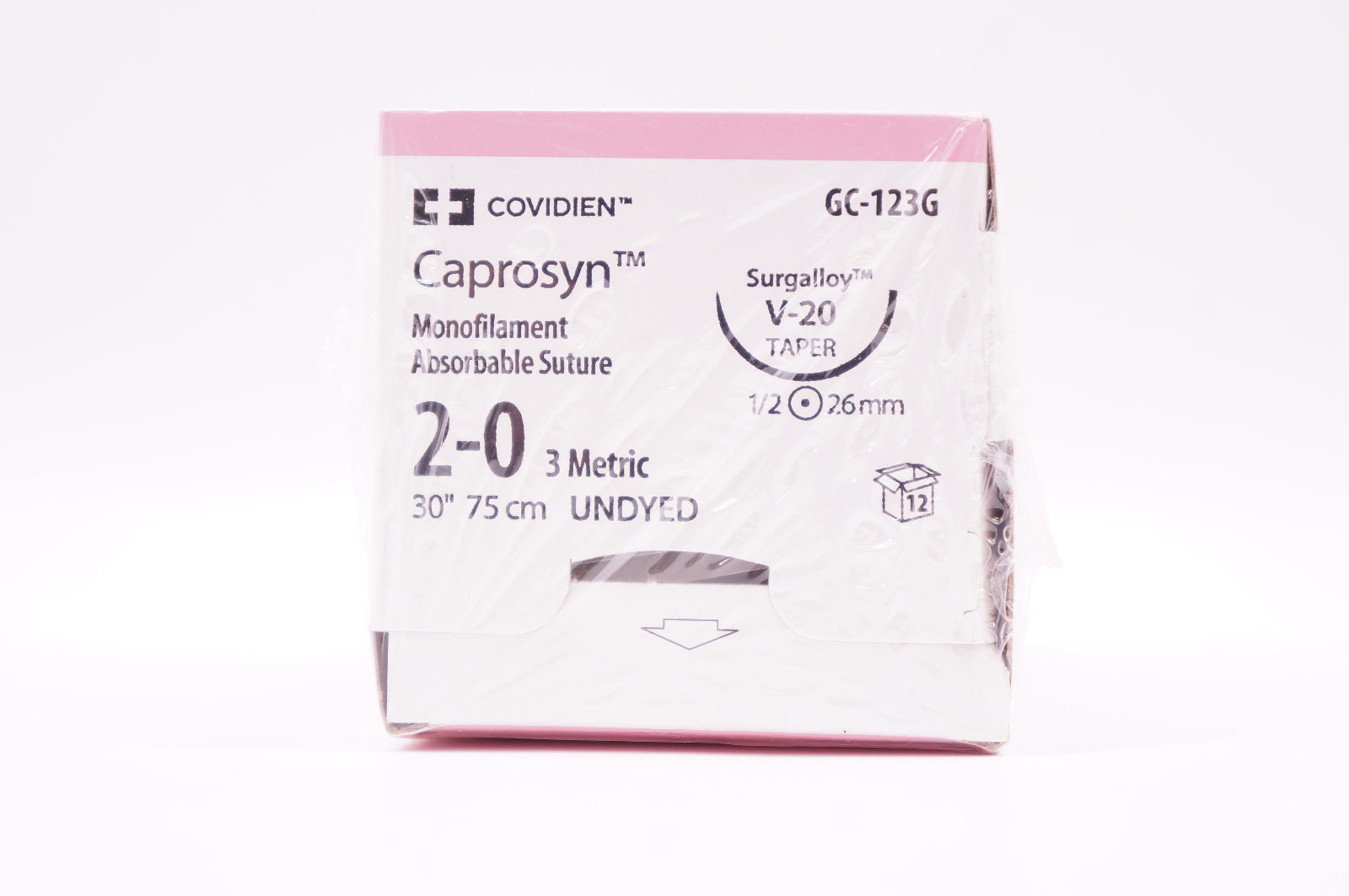 Covidien GC-123G 2-0 Caprosyn Monofilament Absorbable, V-20 30in. (x) -Box of 12