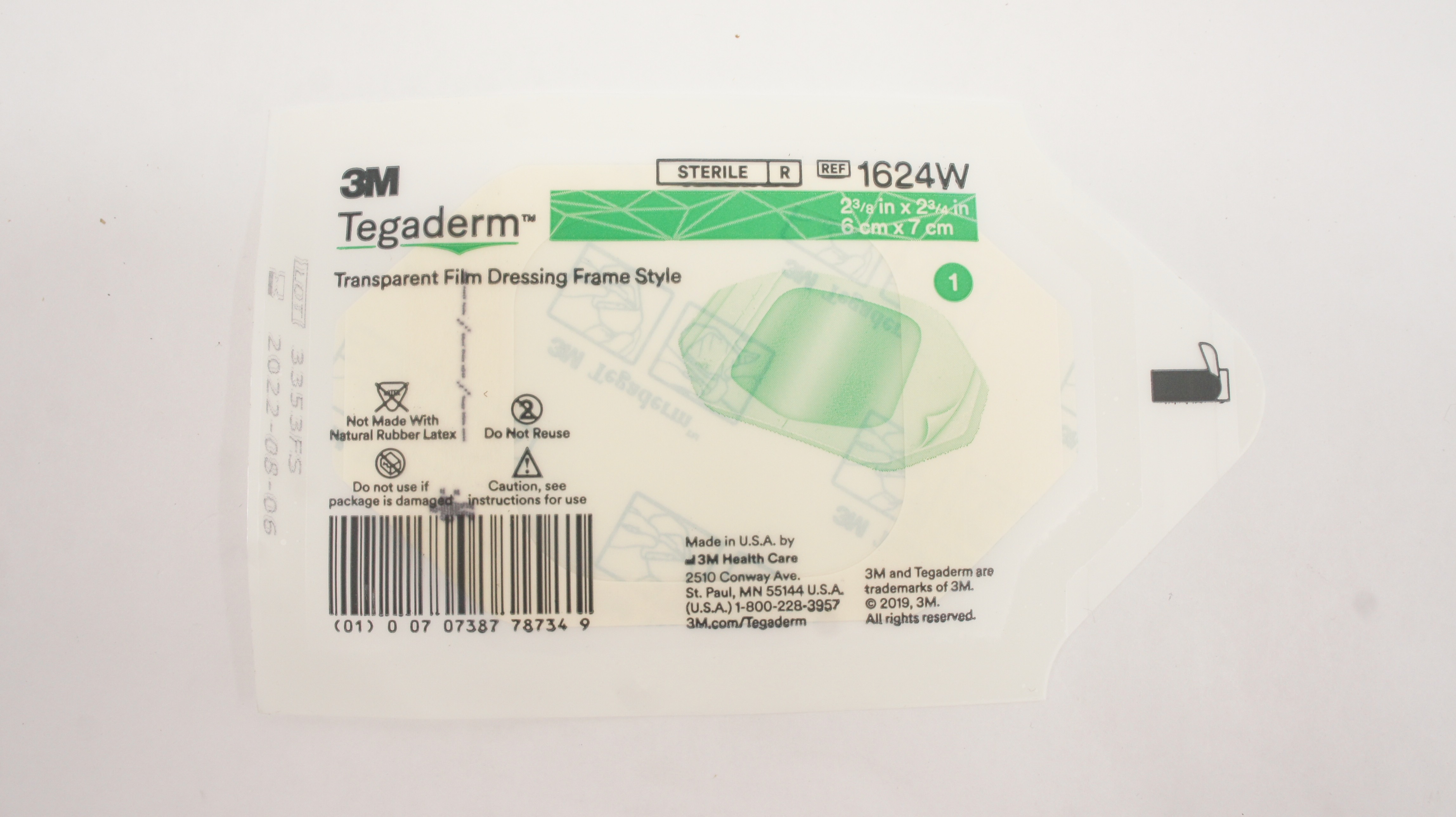 3M 1624W Tegaderm Transparent Film Dressing Frame Style 2-3/8 x 2-3/4 inch (x)