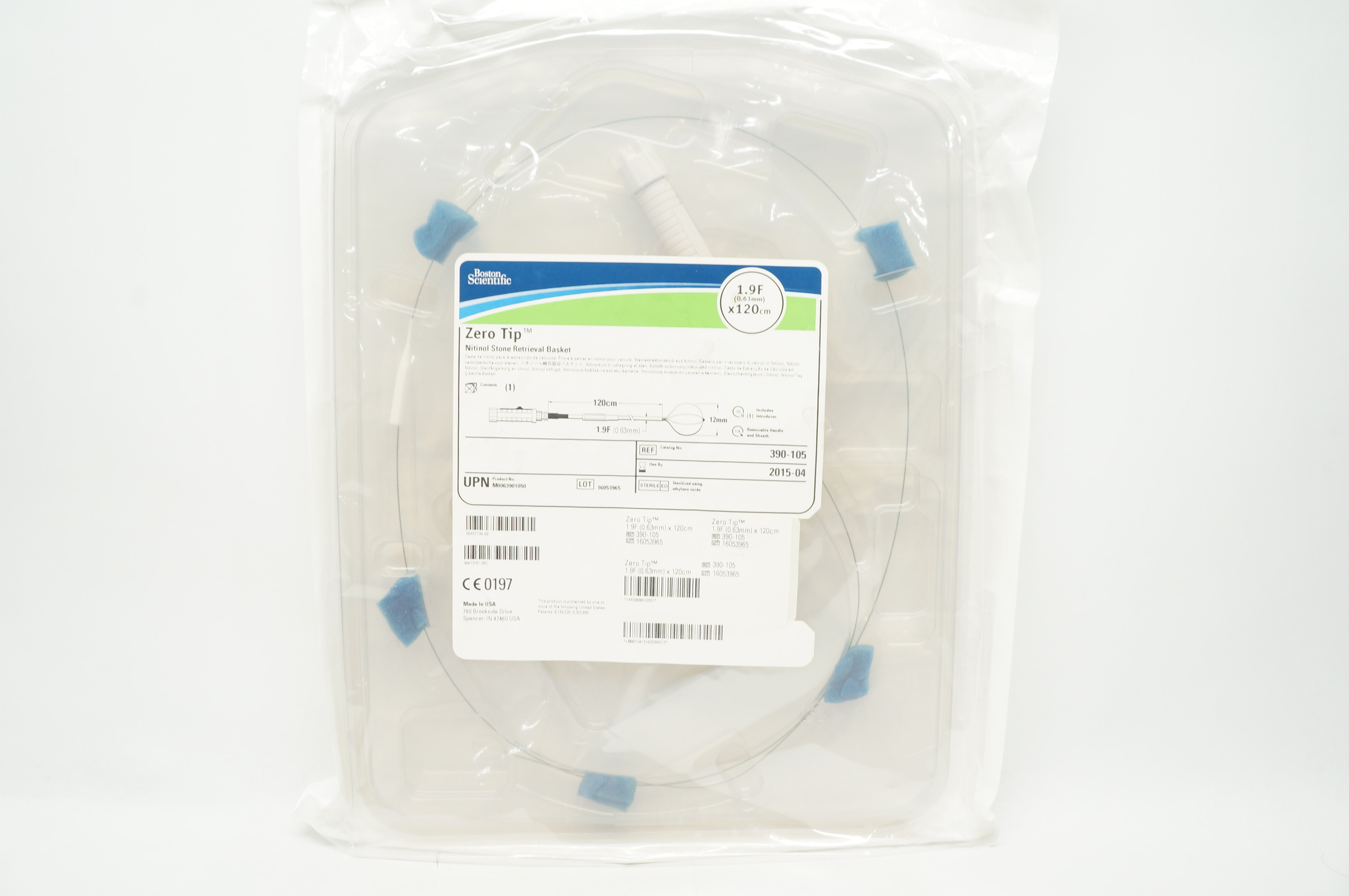 Boston Scientific 390-105 Zero Tip Nitinol Stone Retrieval Basket 19F x 120cm(x)