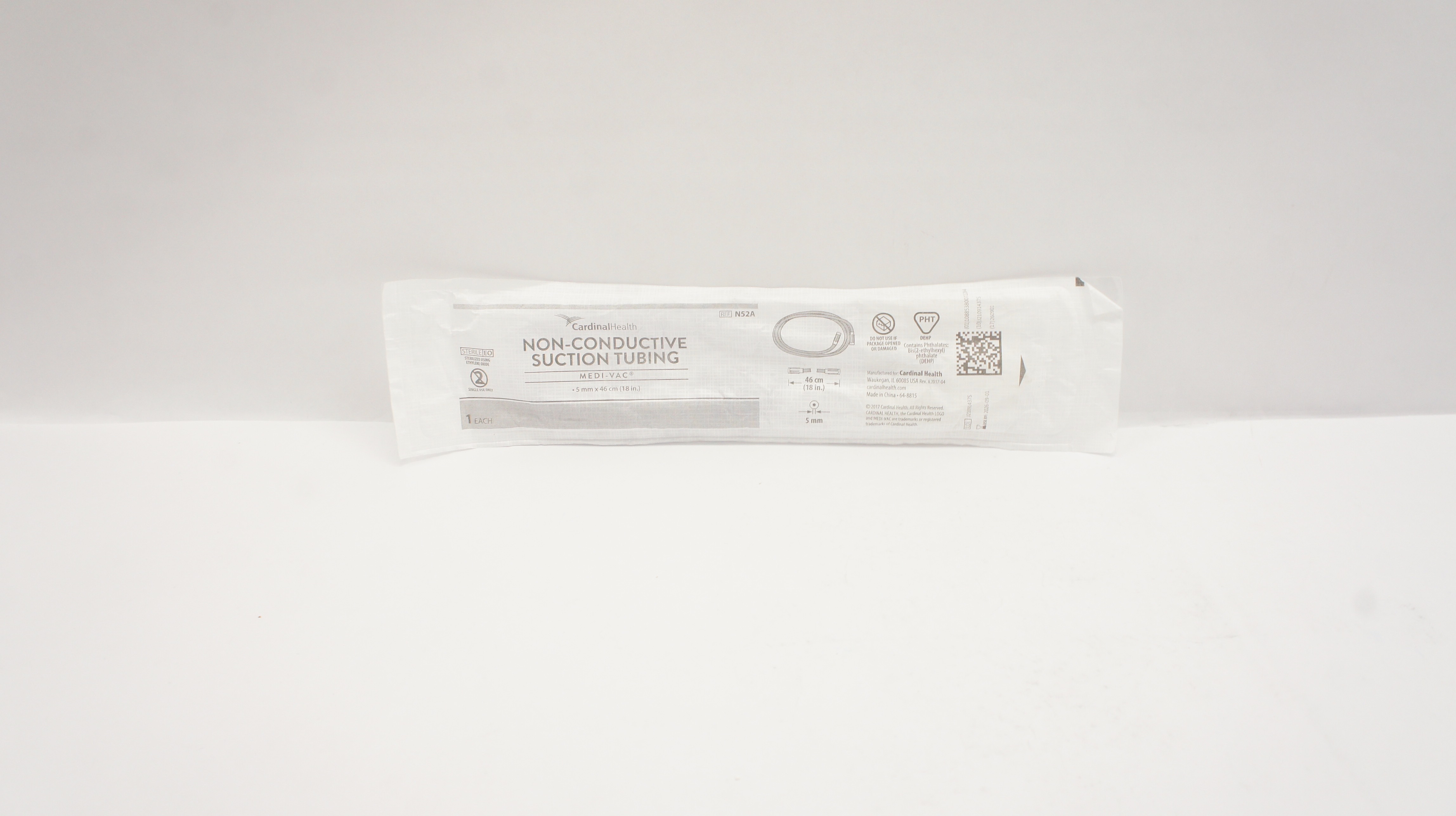 Cardinal Health N52A Medi-Vac Non-Conductive Suction Tubing 5mm x 46cm