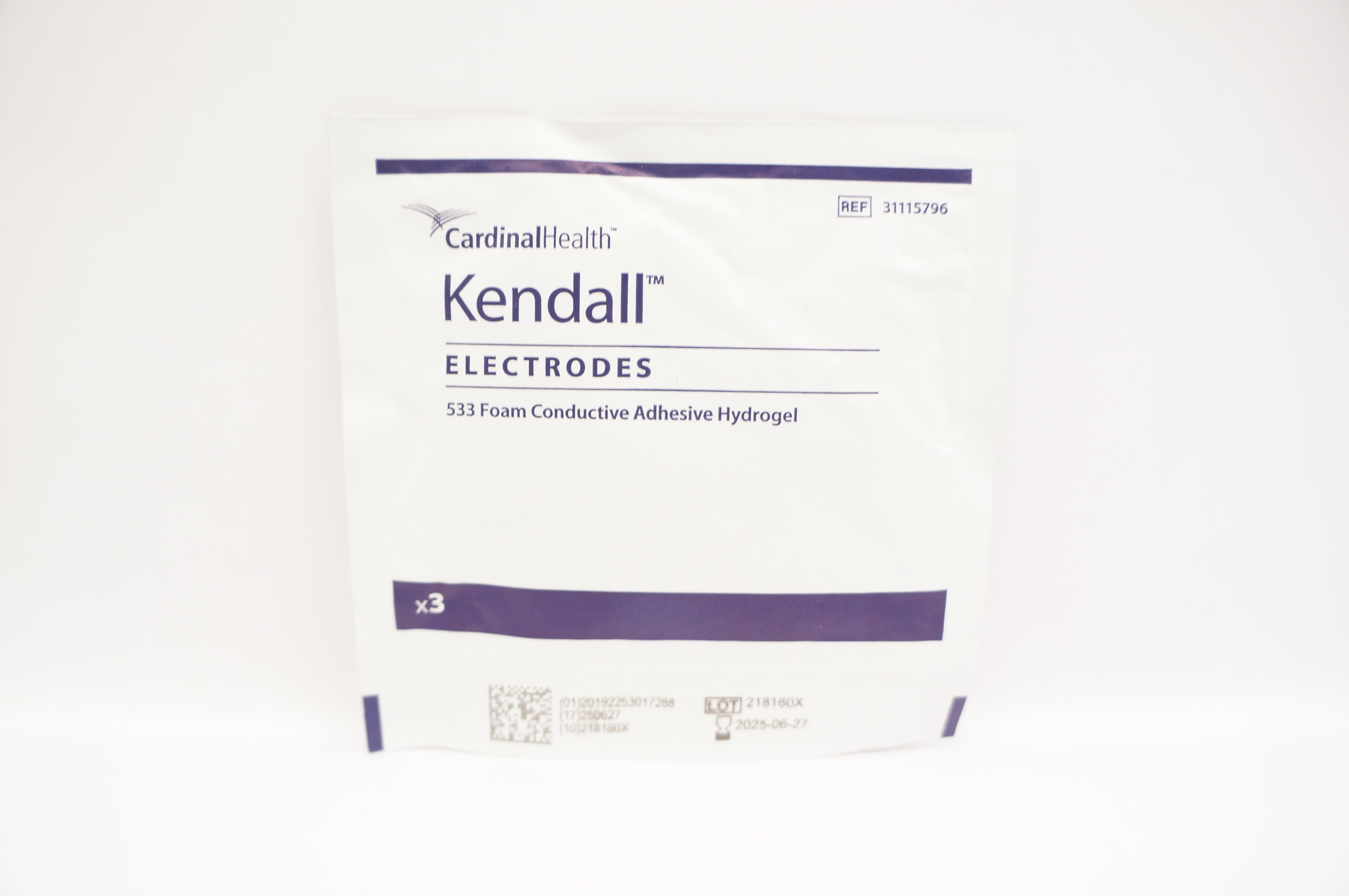 Cardinal Health 31115796 533 Foam Electrodes Adhesive Hydrogel - Pack of 3