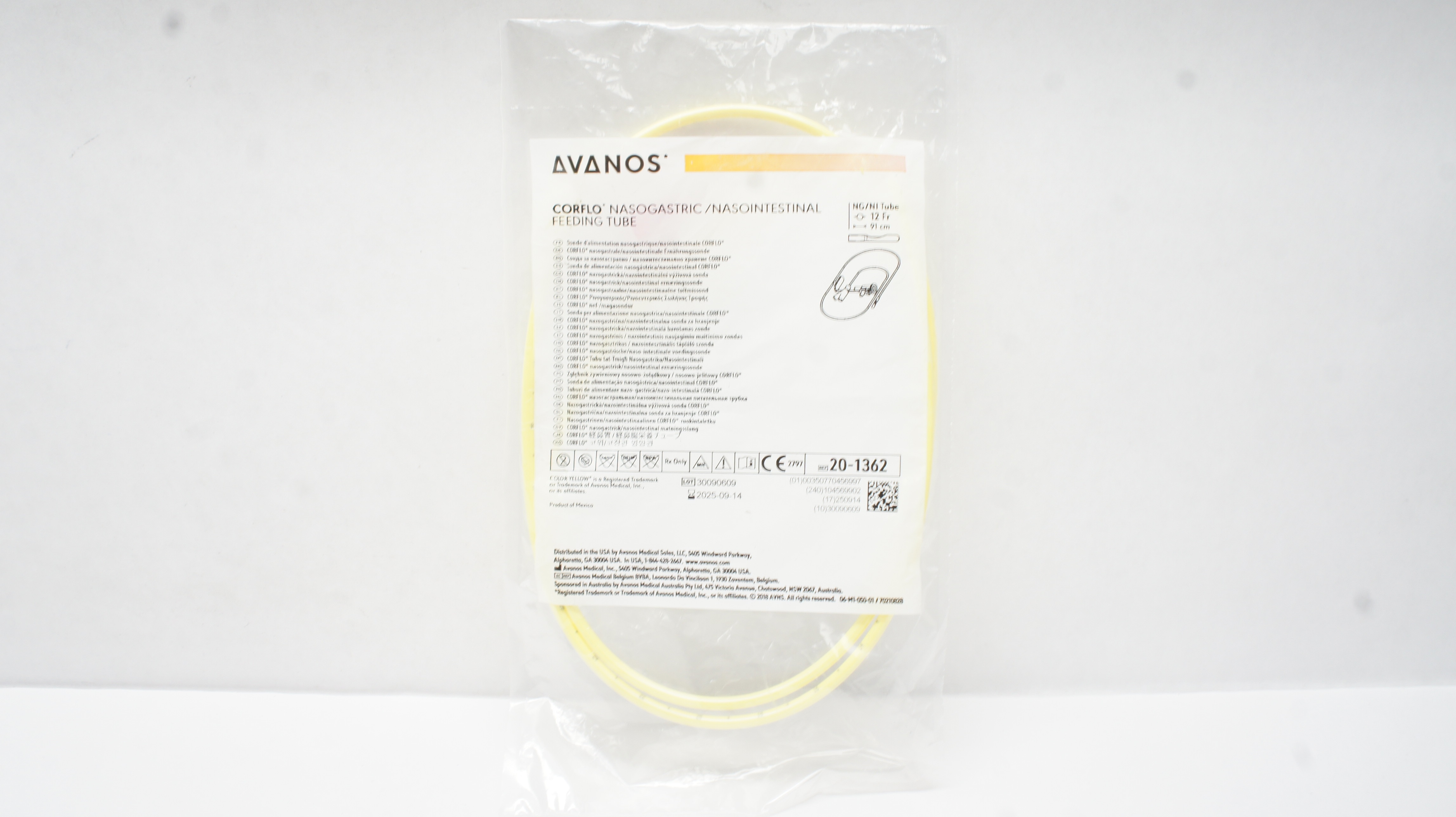 Avanos 20-1362 Nasogastric/Nasointestinal Feeding Tube 12Fr x 91cm