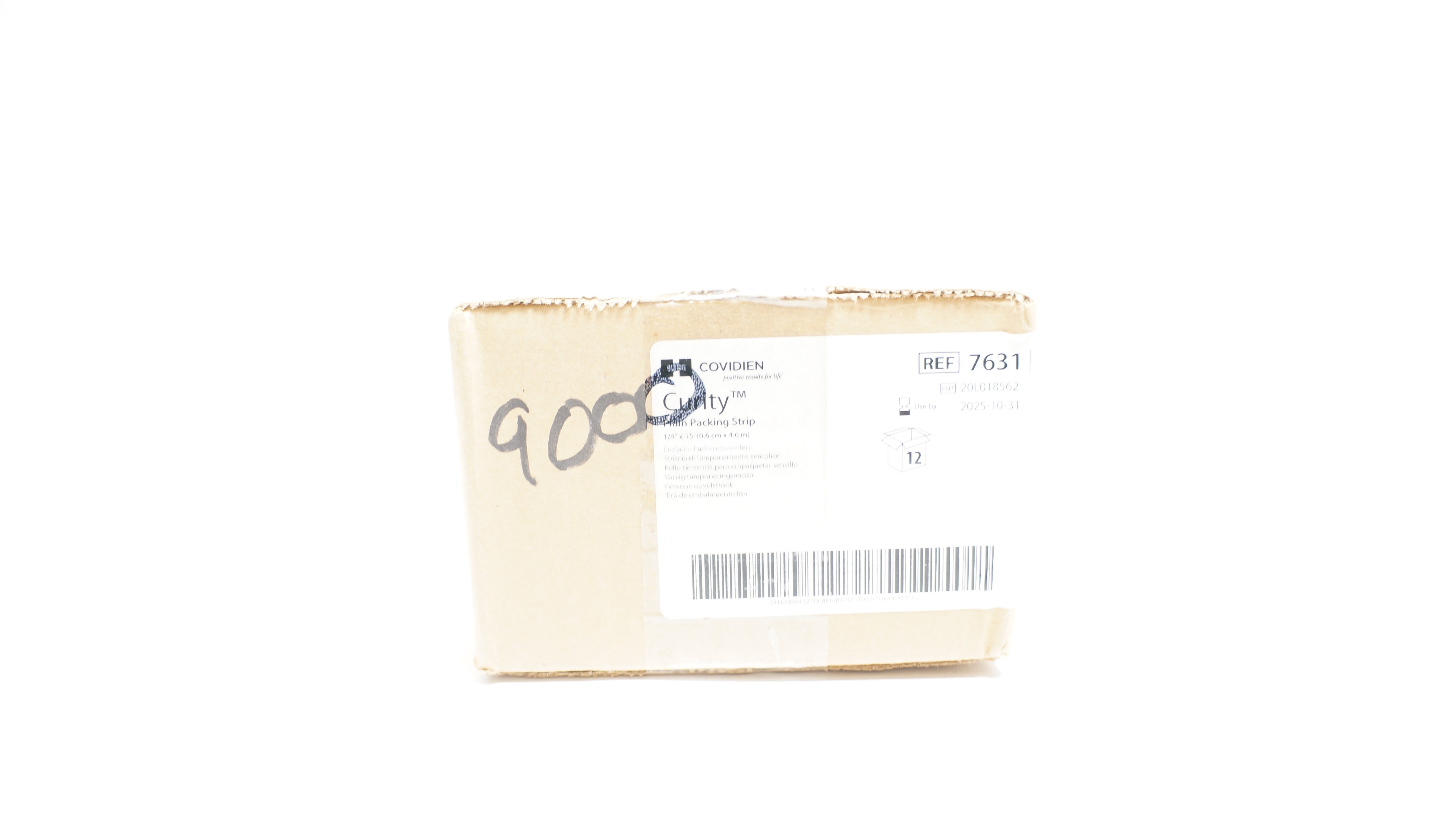 Covidien 7631 Curity Plain Packing Strip 1/4inch x 15ft. - Case of 12
