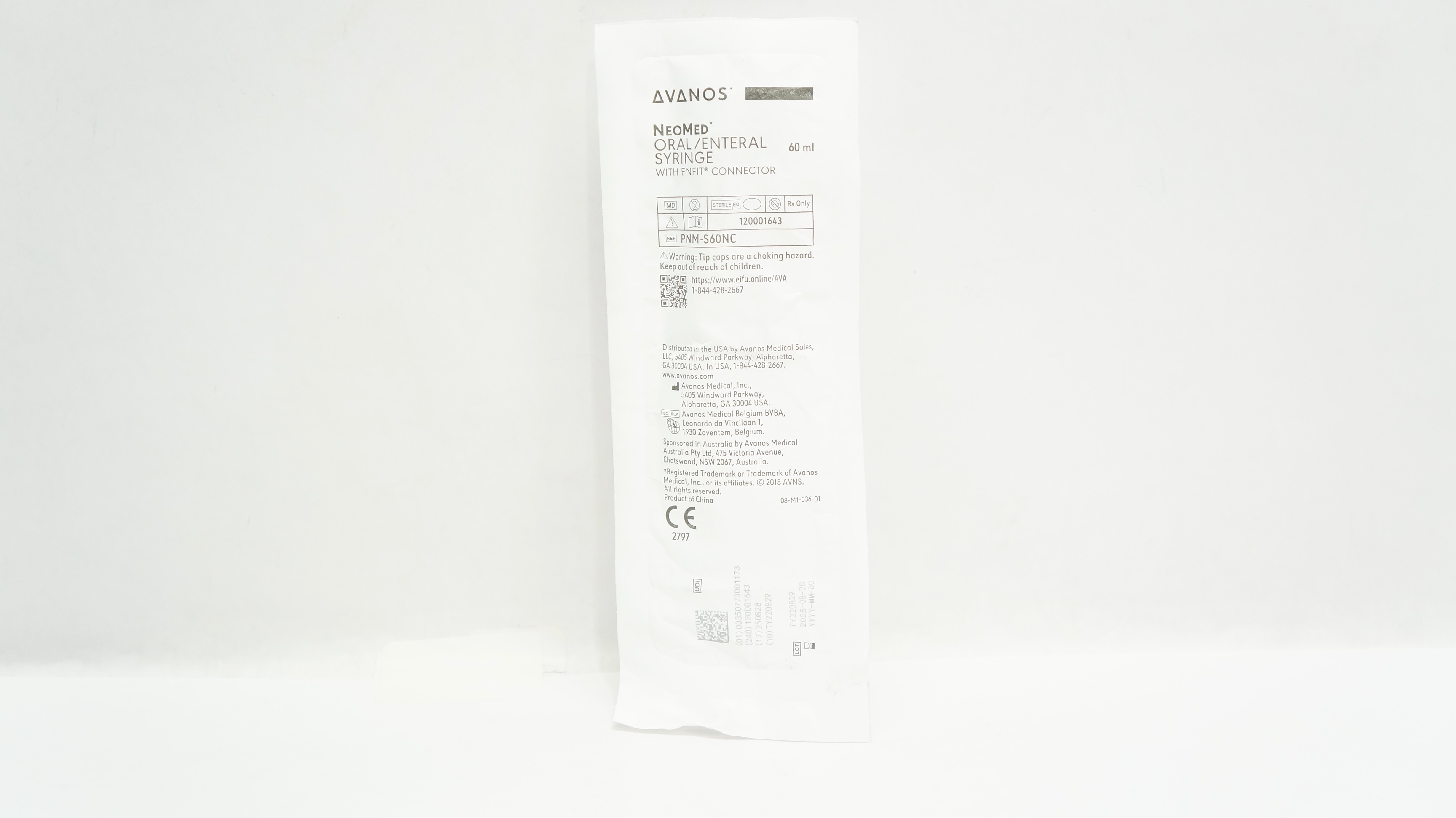 Avanos PNM-S60NC NeoMed Oral/Enteral Syringe with ENFIT Connector 60mL