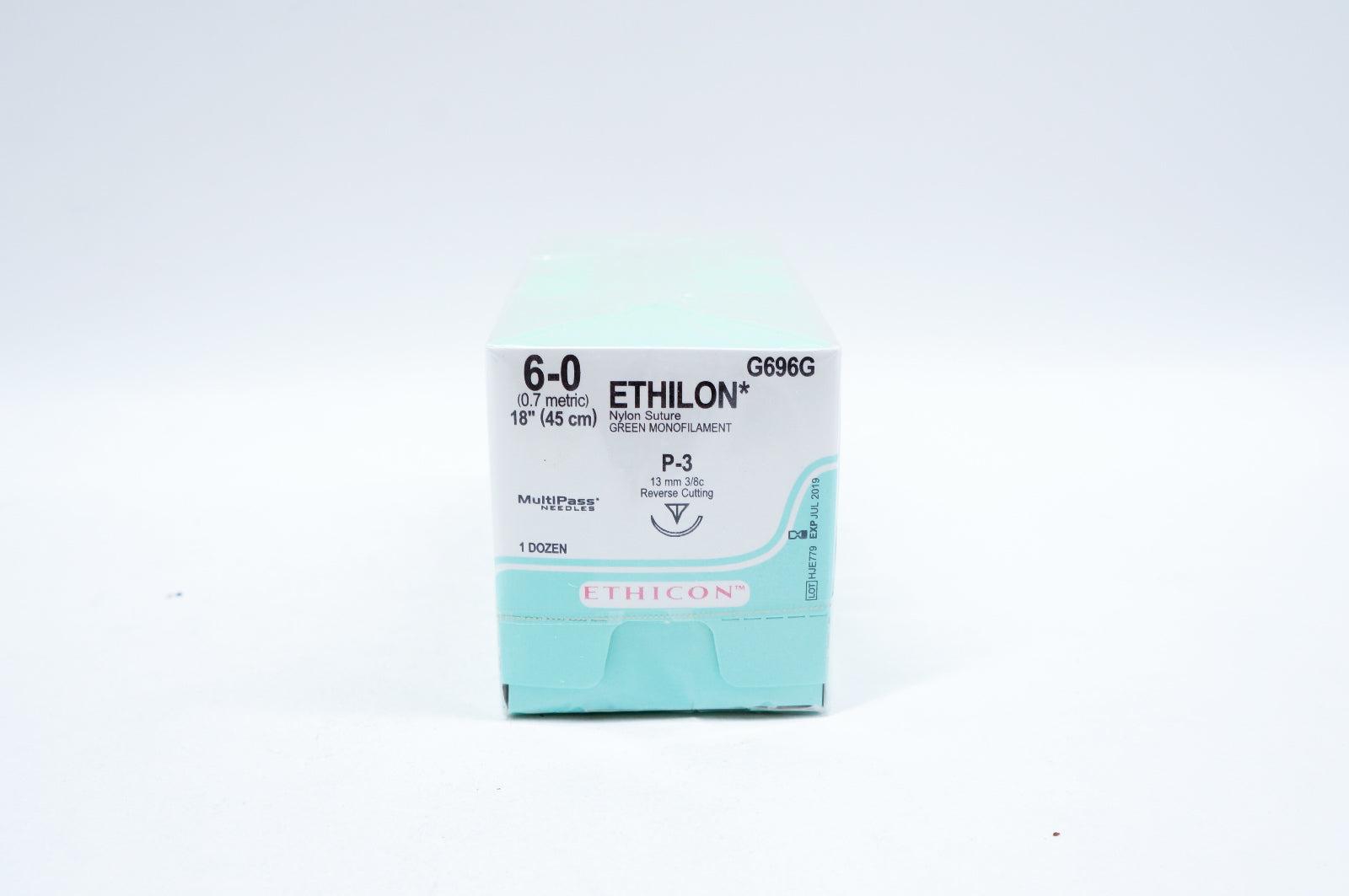Ethicon G696G 6-0 ETHILON, P-3, 13mm 3/8c, 18inch (x) - Box of 12
