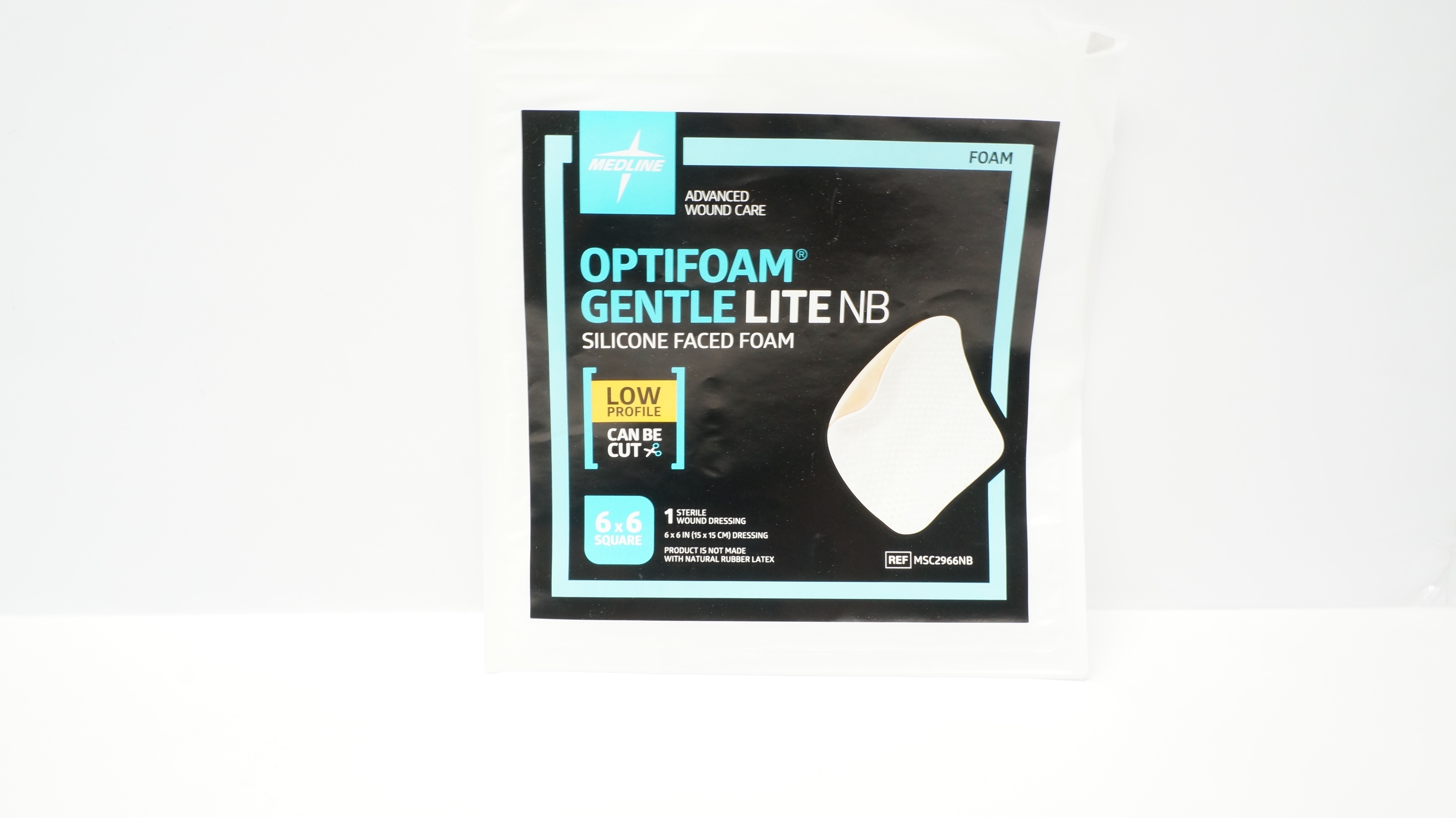 Medline MSC2966NB Optifoam Gentle Lite NB Faced Foam Wound Dressing 6 x 6inch