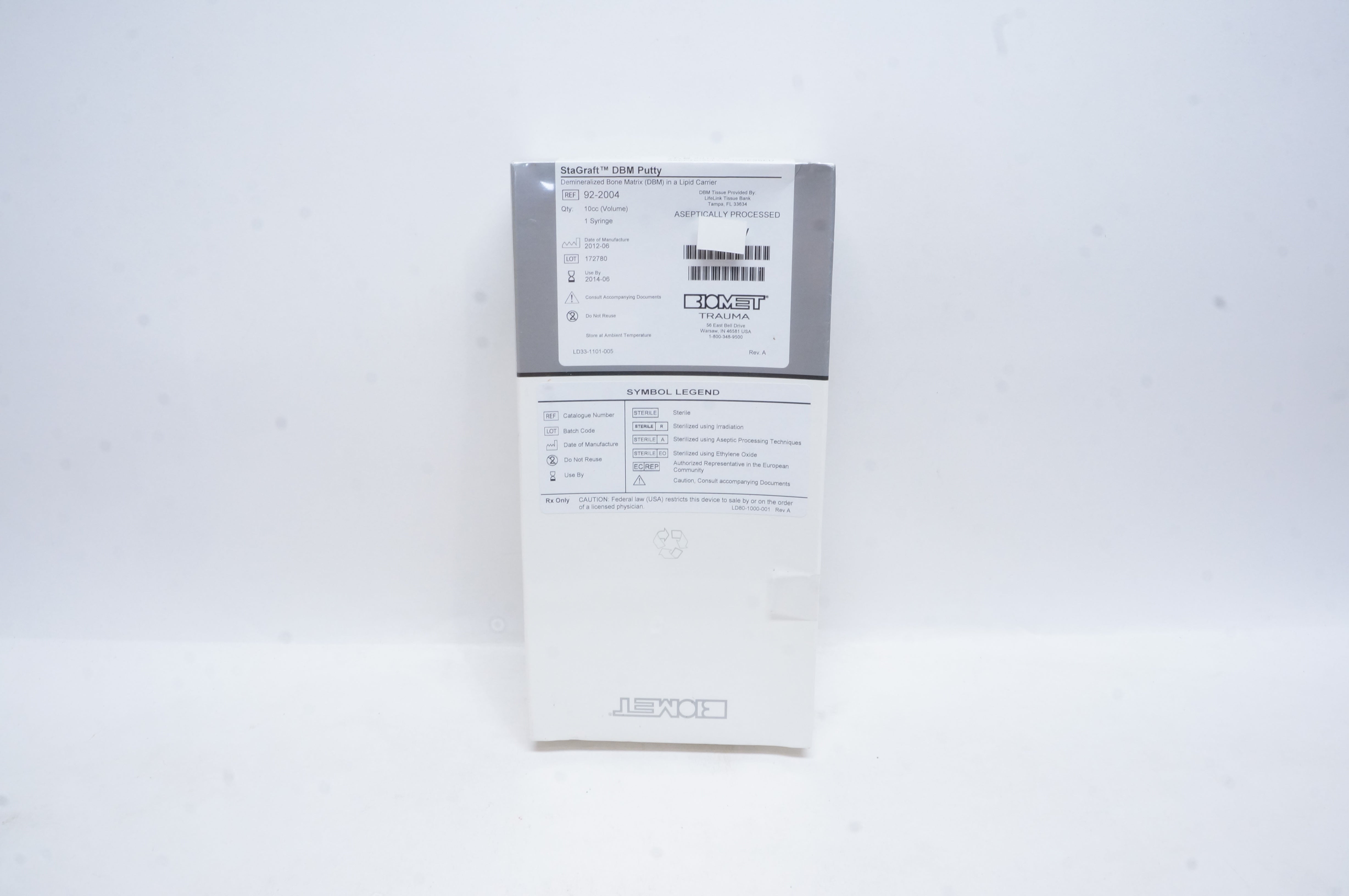 Biomet 92-2004 StaGraft DBM Putty 10cc (x)