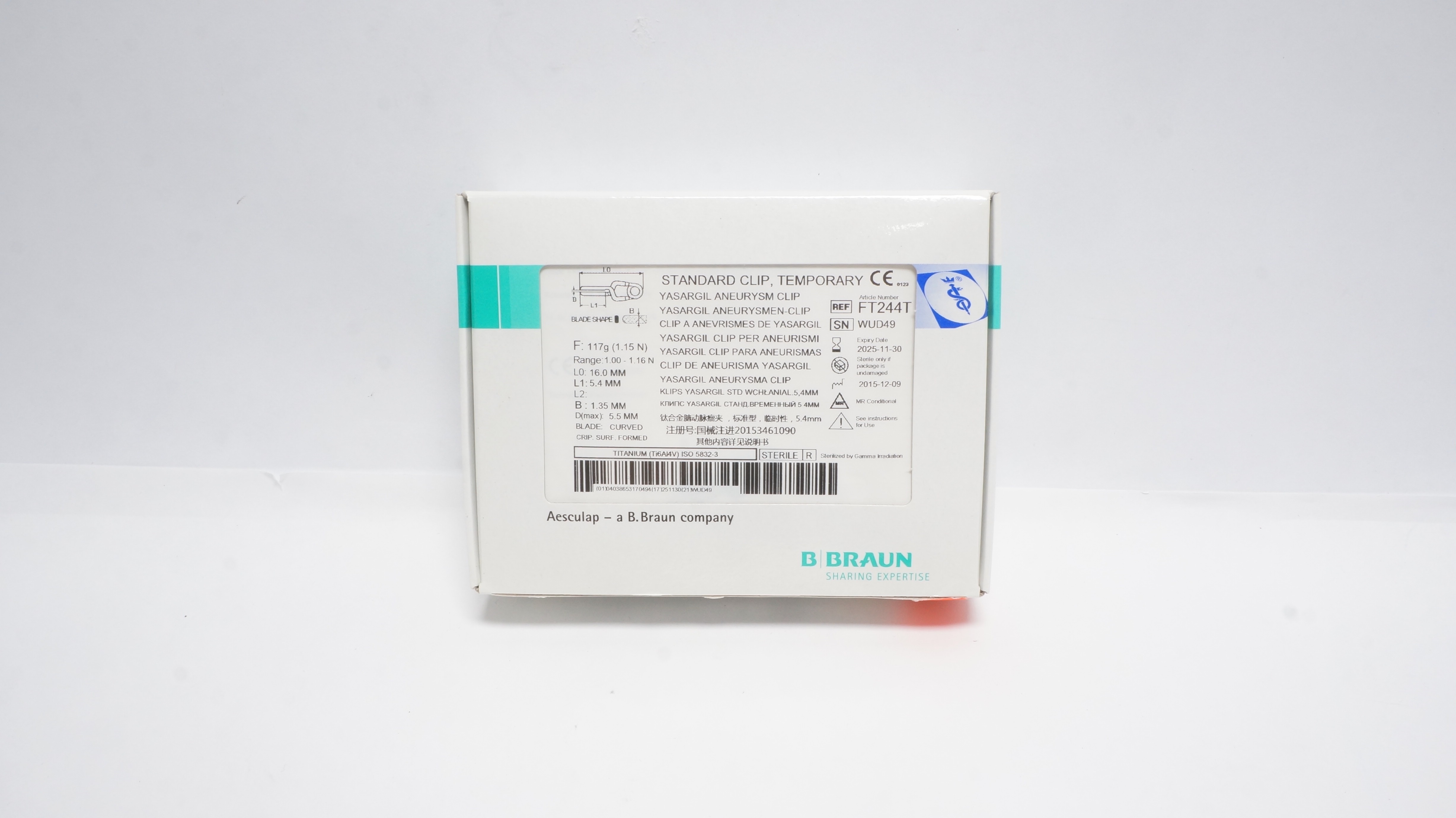 B.Braun FT244T Aesculap Standard Clip, Temporary (x)