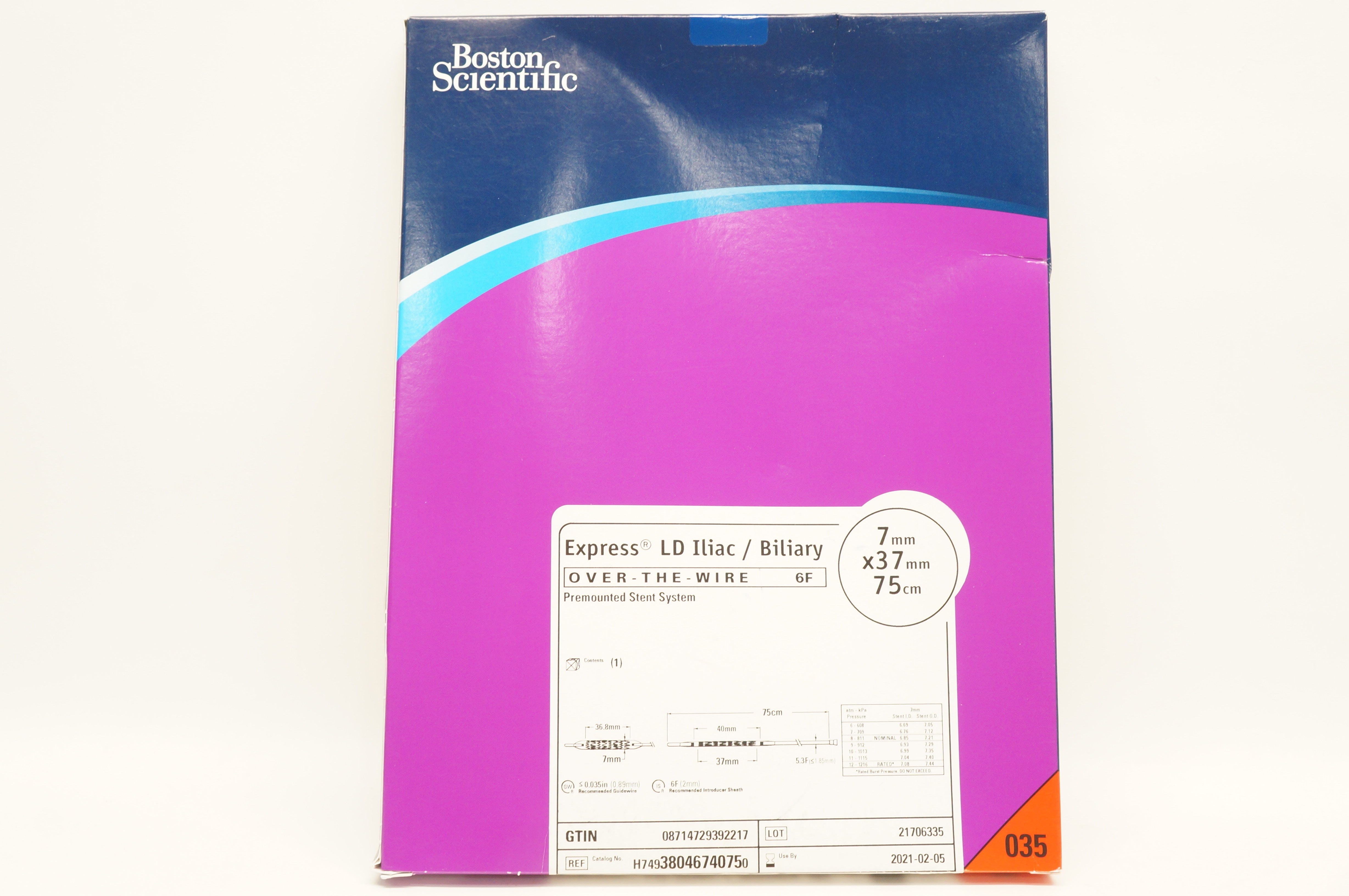 Boston Scientific 3804674075 Express Premounted Stent System 7x37mm x 75cm(x)