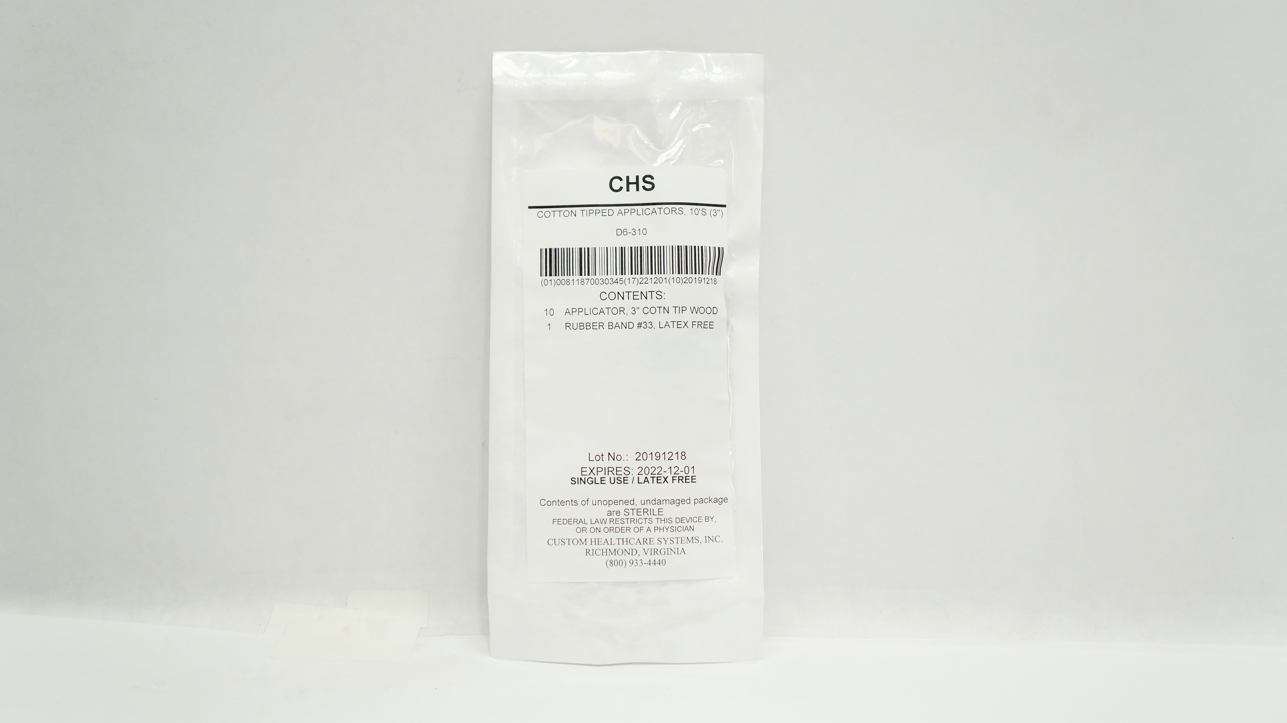 CHS D6-310 Cotton Tipped Applicators 3inch (x) - Pack of 10