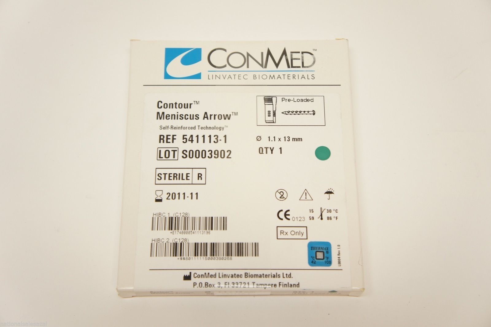 541113-1 ~ ConMed Cotour Meniscus Arrow Self-Reinforced Technology 1.1 x 13mm(x)