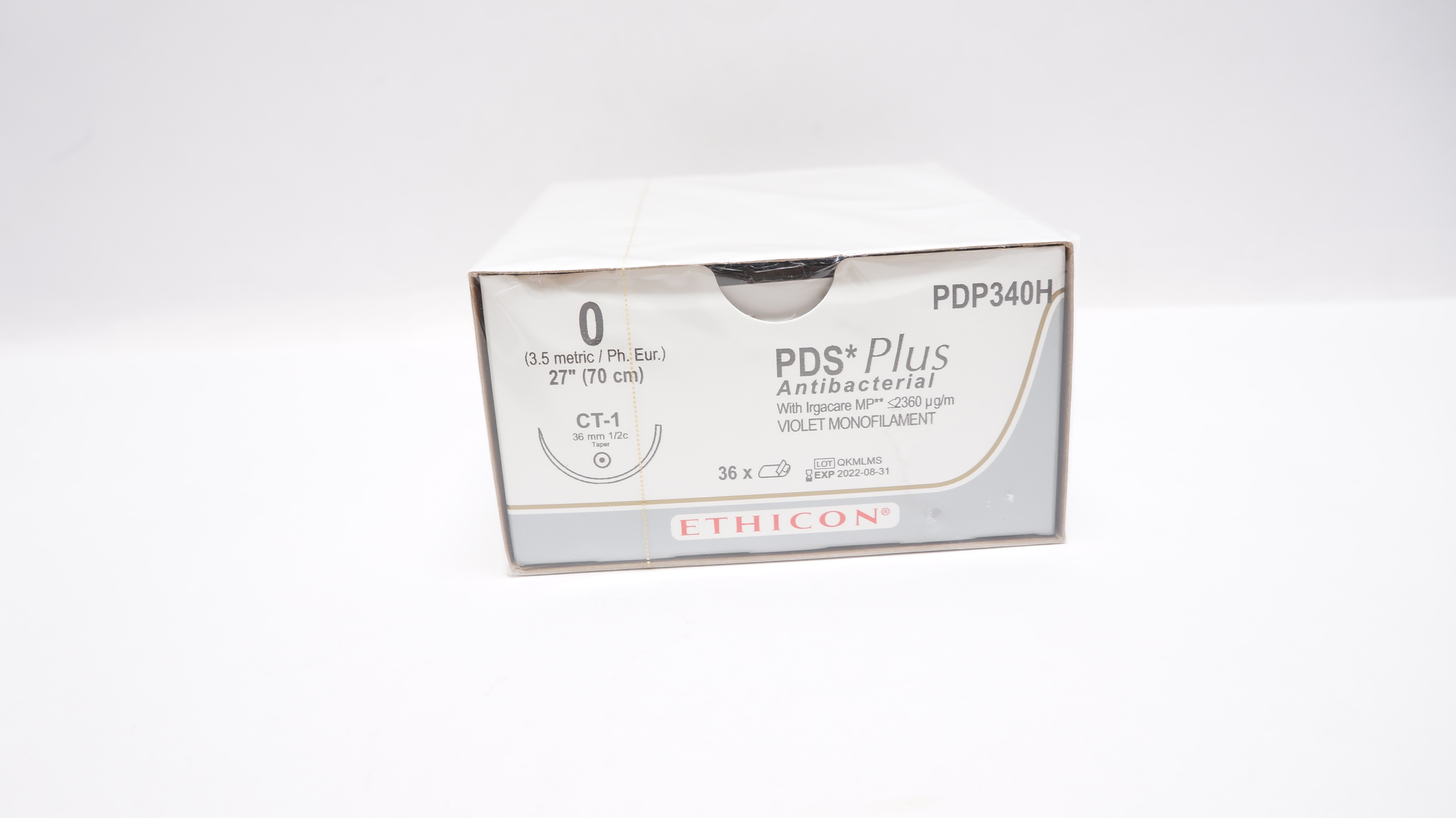 Ethicon PDP340H 0 PDS Plus Stre CT-1 36mm 1/2c Taper 27inch (x) - Box of 36