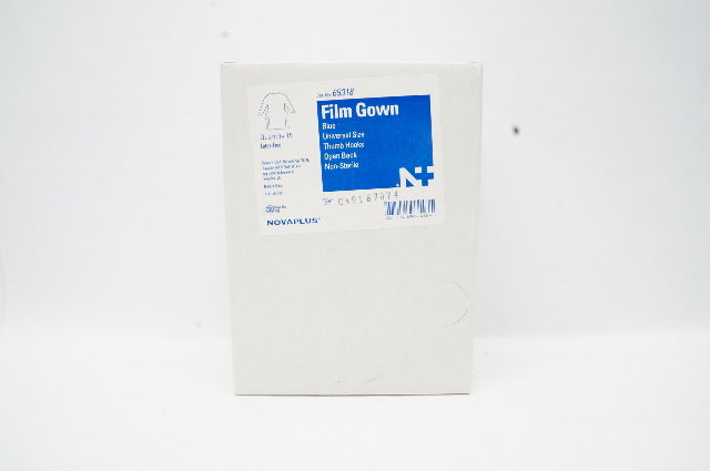 Novaplus 69318 Film Gown Blue Universal Size, Thumb Hooks, Open Back - Box of 15