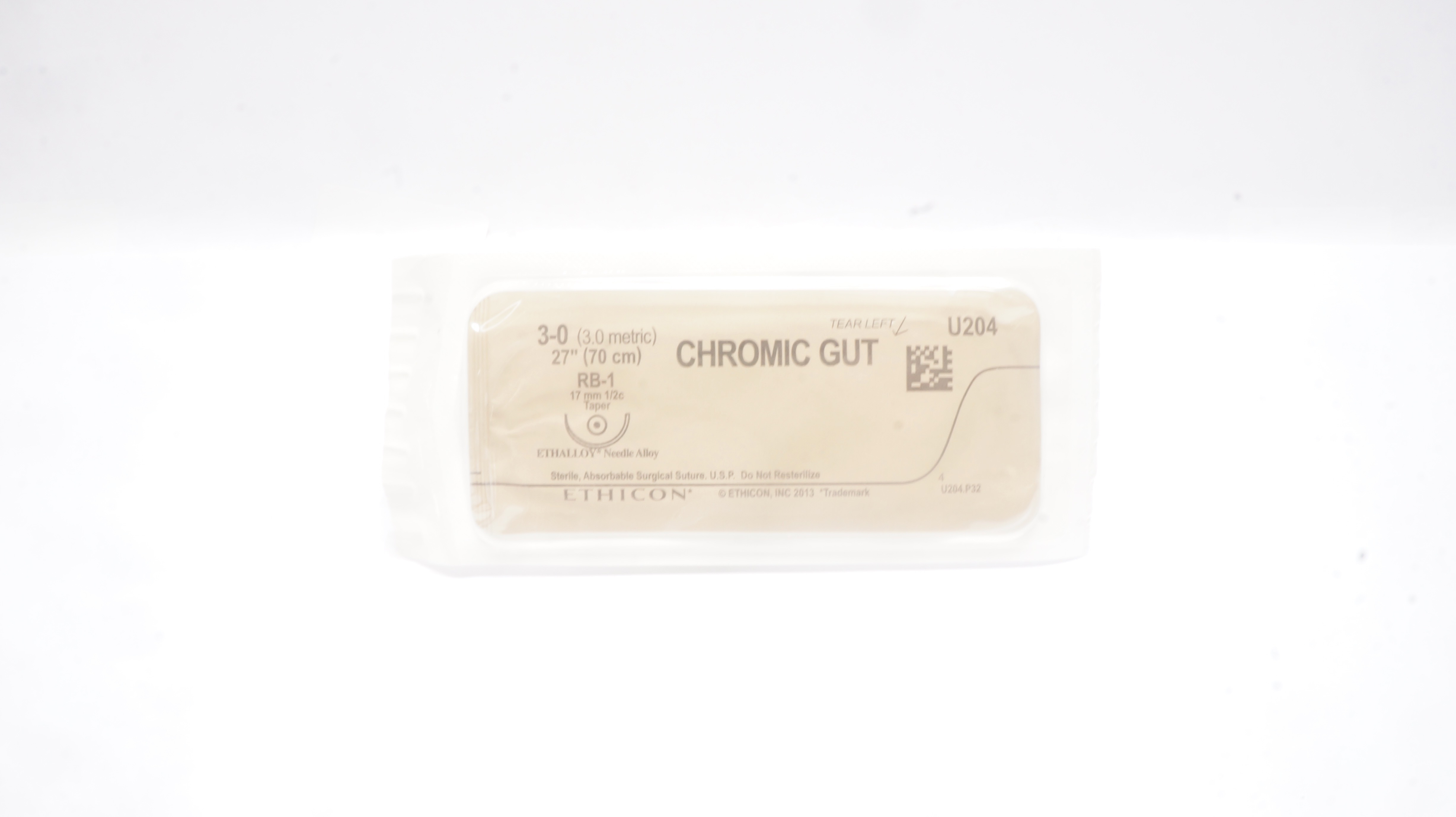 Ethicon U204 3-0 CHROMIC GUT RB-1, 17mm 1/2c Taper, 27inch (x)