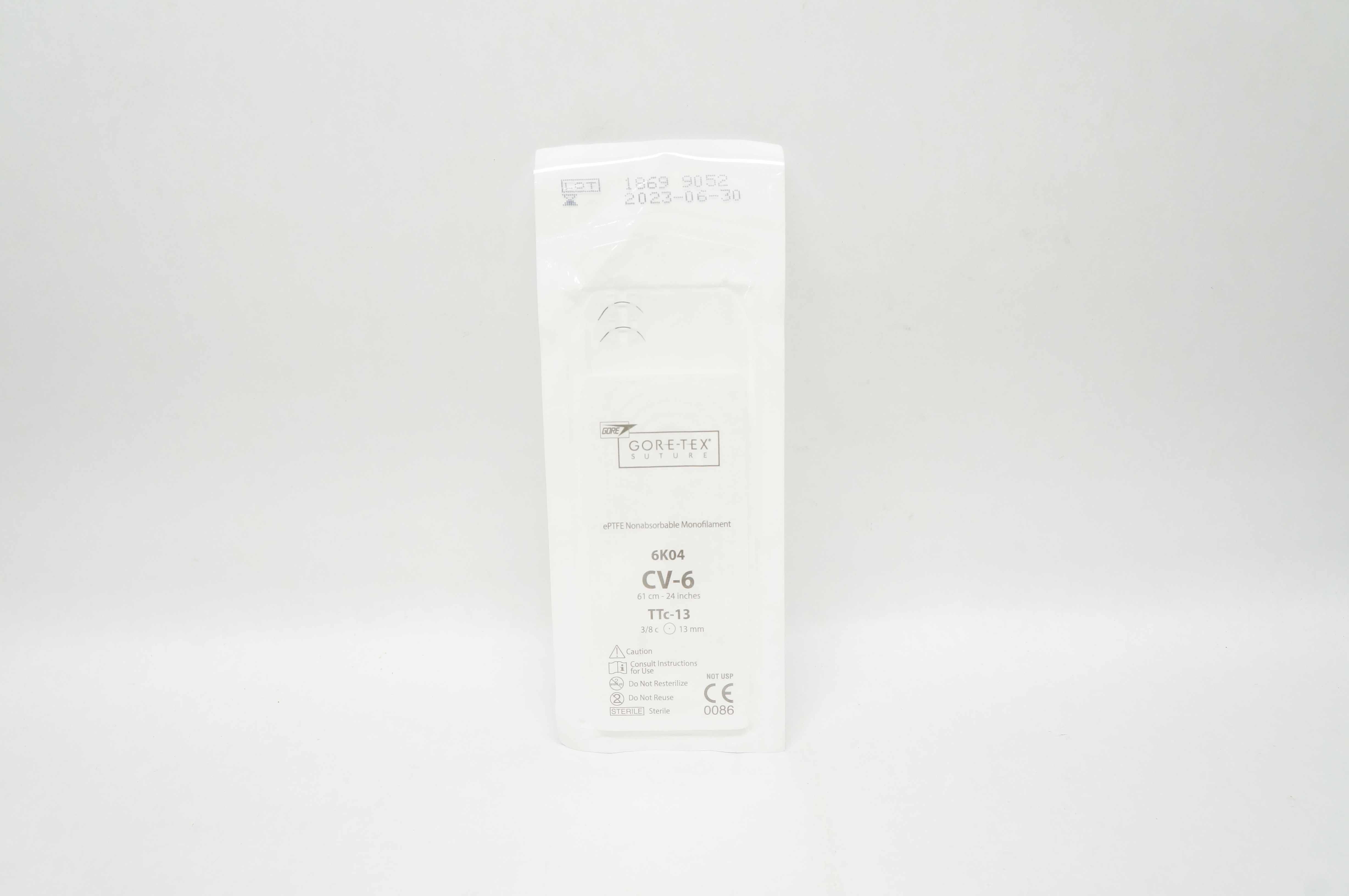 Gore 6K04 ePTFE Nonabsorbable Monofilament CV-6 TTc-13 3/8c 13mm 24 inch