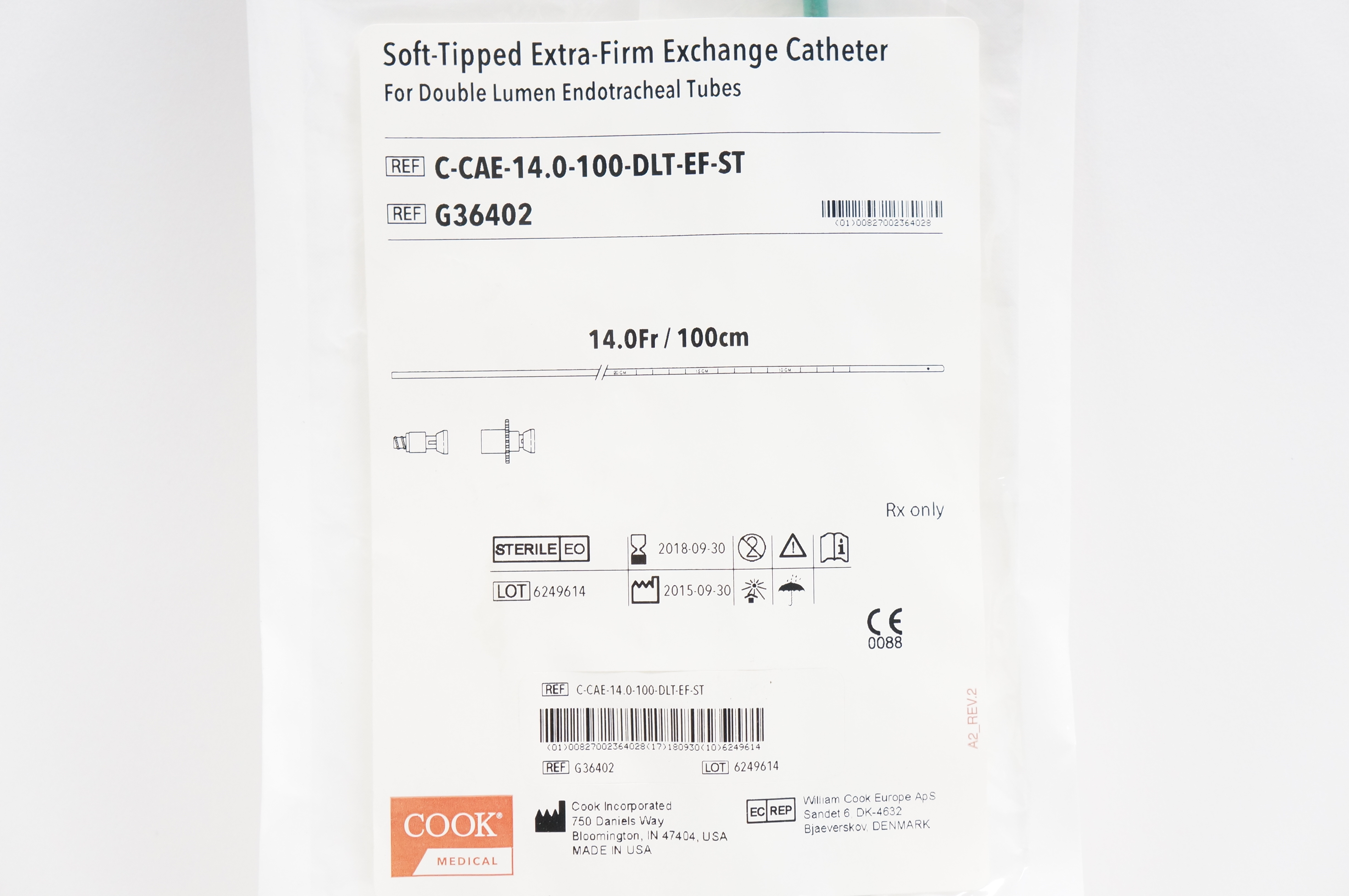 Cook Medical G36402 Soft-Tipped Extra-Firm Exchange Cath. 14Fr (x)