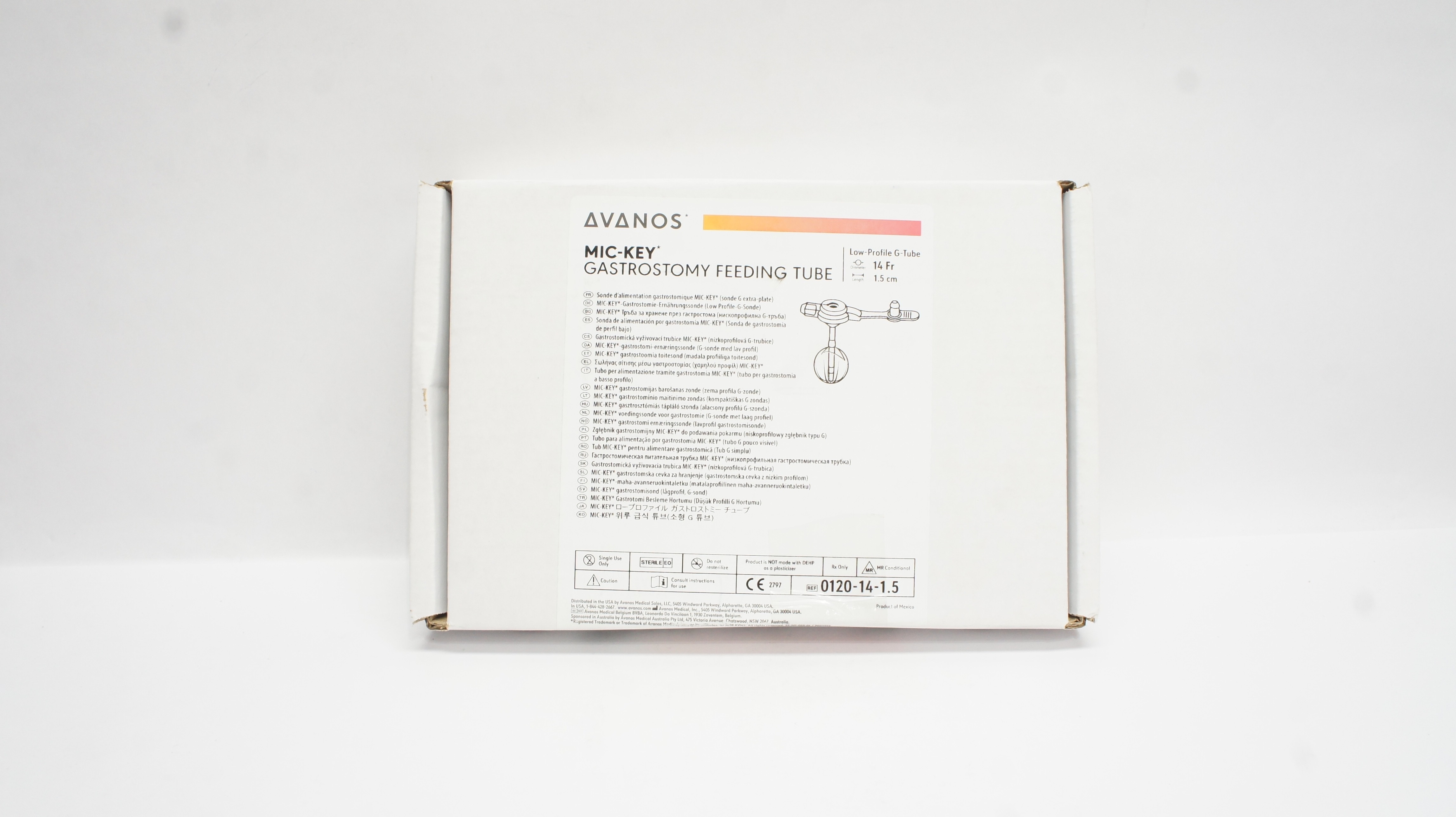 Avanos 0120-14-1.5 MIC-KEY Gastrostomy Feeding Tube Low-Profile G-Tube 14Fx1.5cm