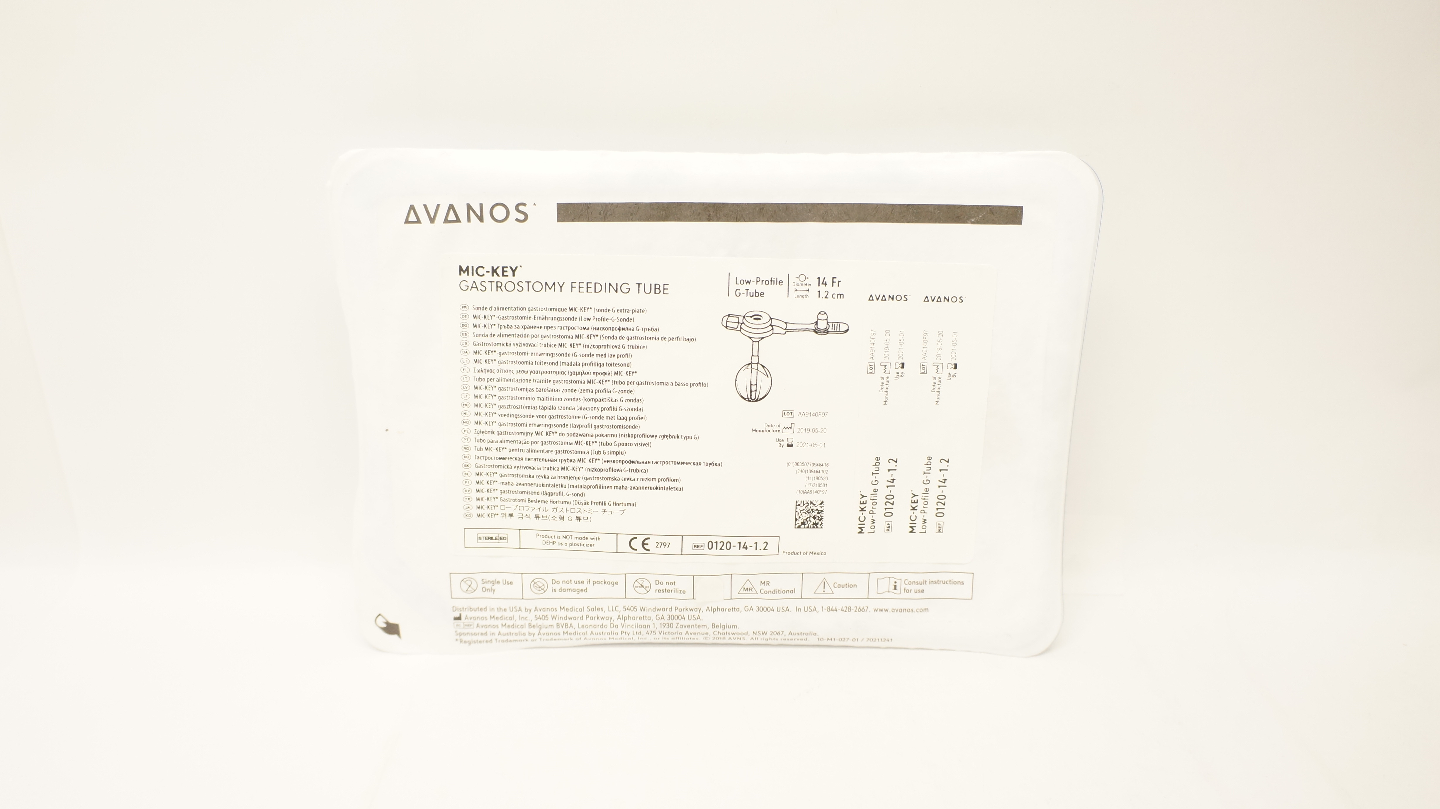 Avanos 0120-14-1.2 MIC-KEY Gastrostomy Feeding Tube 14Fr x 1.2cm (x)
