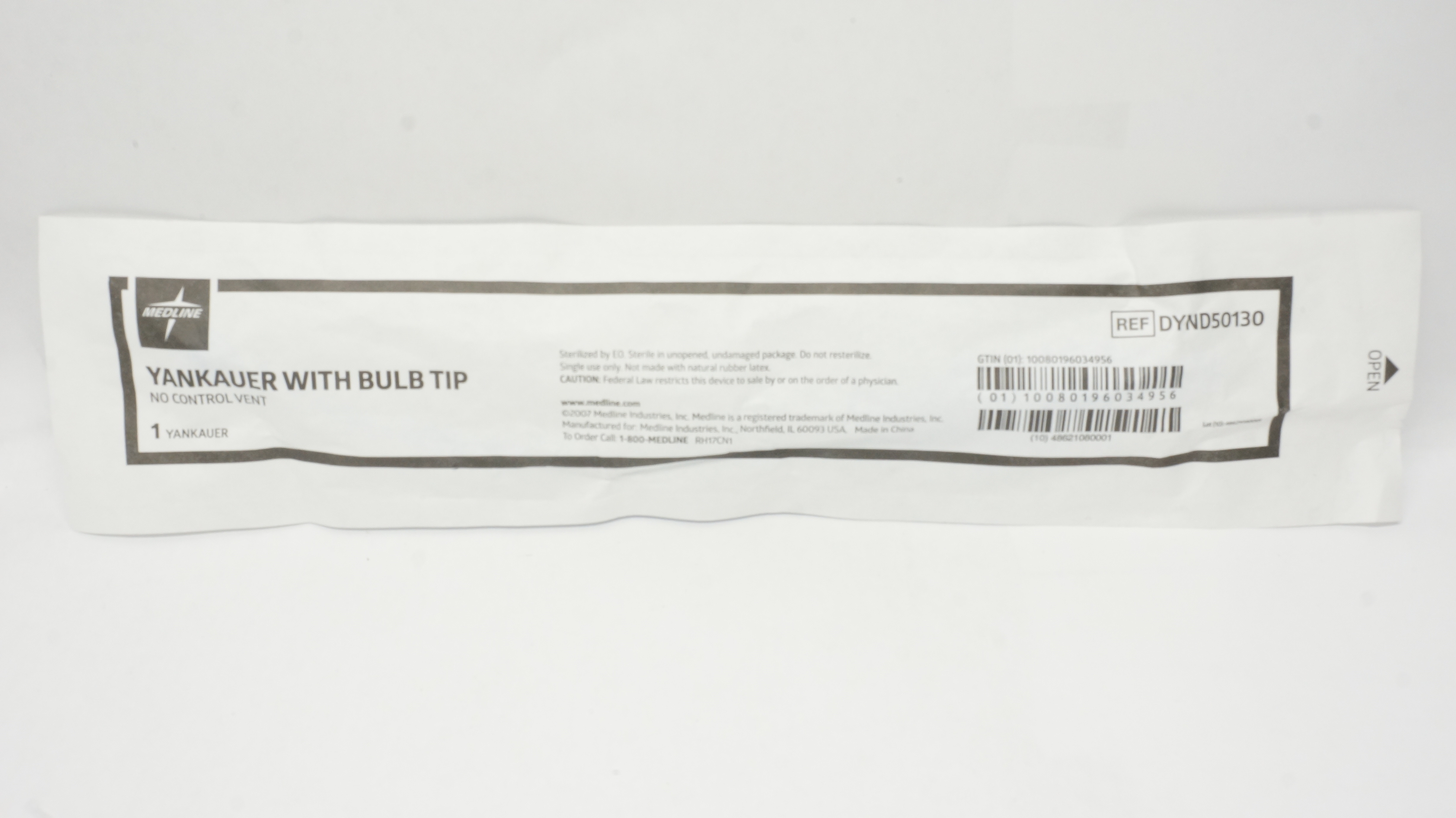 Medline DYND50130 Yankauer With Bulb Tip, No Control Vent