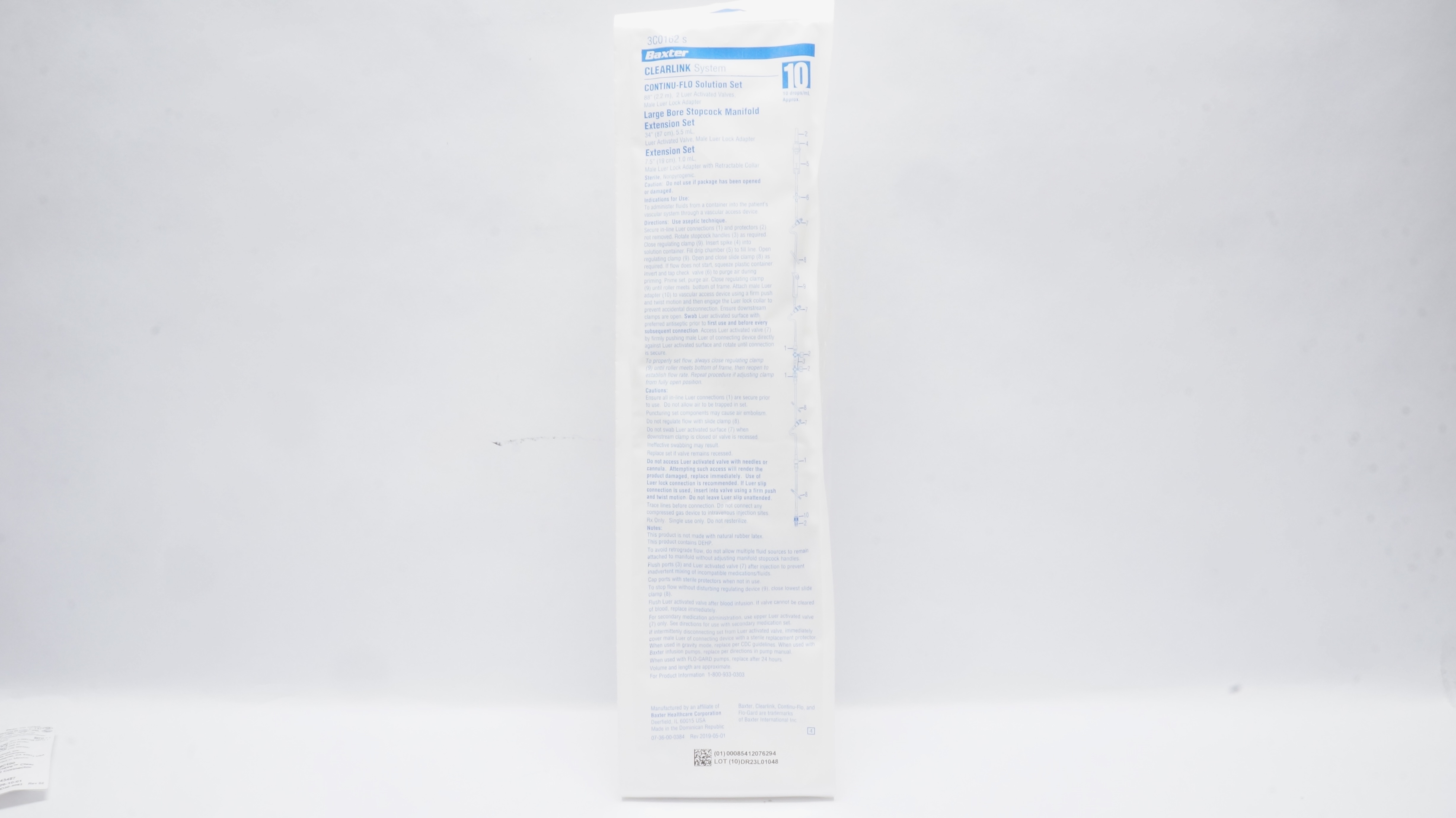 Baxter 3C0162S Clearlink System Continu-Flo Solution Set 88inch, 10drops/mL