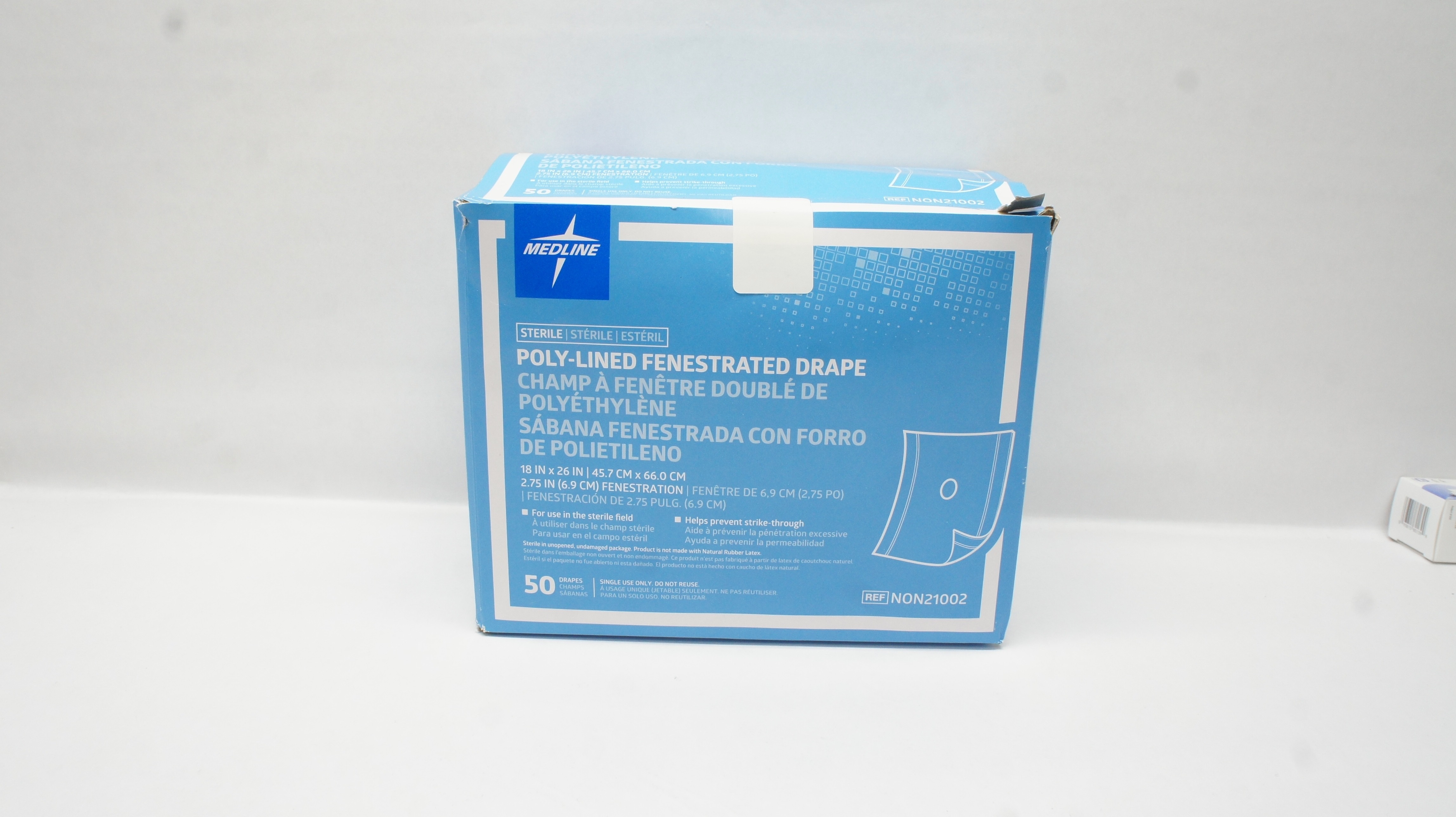 Medline NON21002 Poly-Lined Fenestrated Drape 18 inch x 26 inch - Box of 47