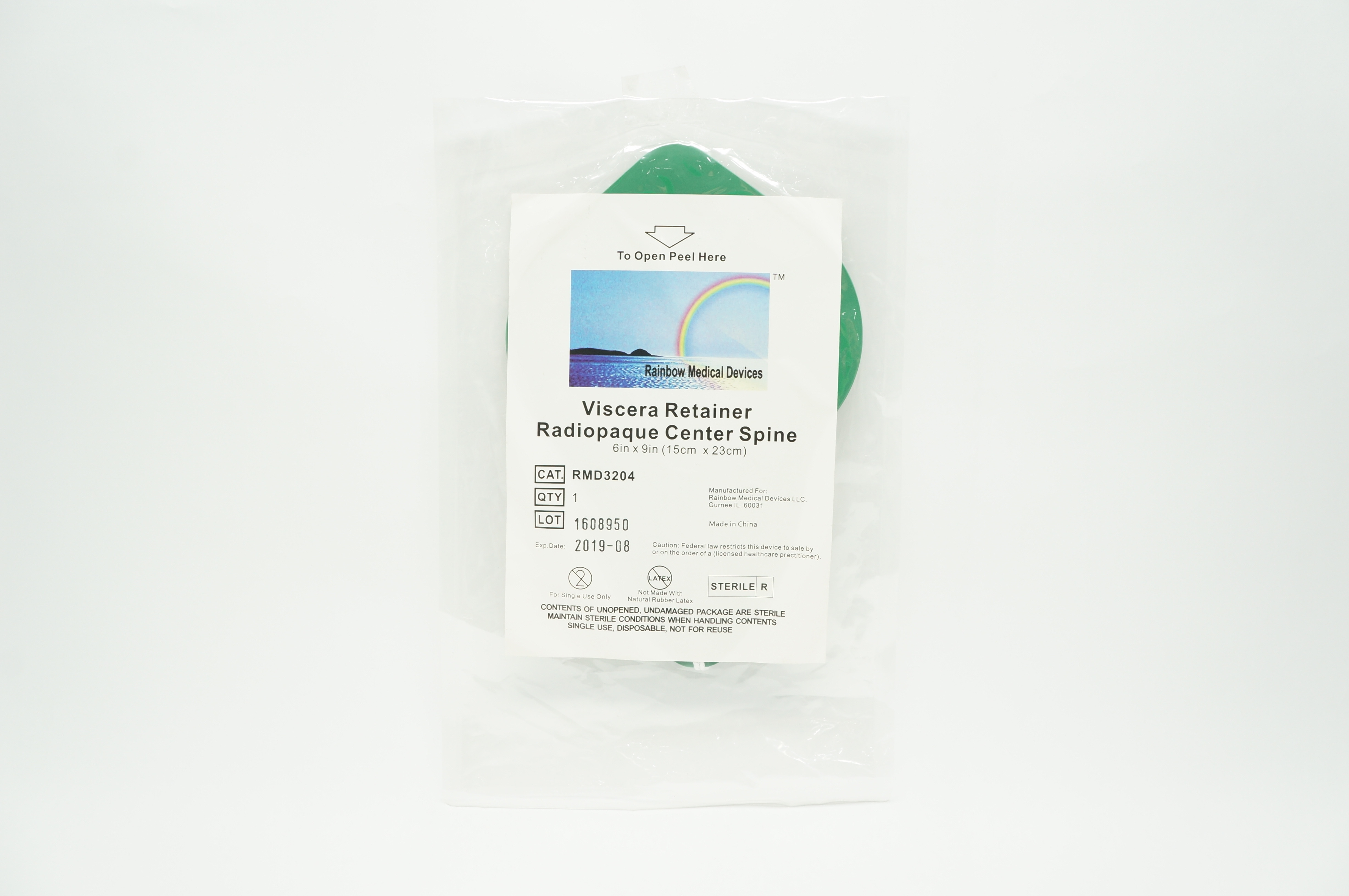 Rainbow Medical RMD3204 Viscera Retainer Radiopaque Center Spine 6 x 9inch (x)
