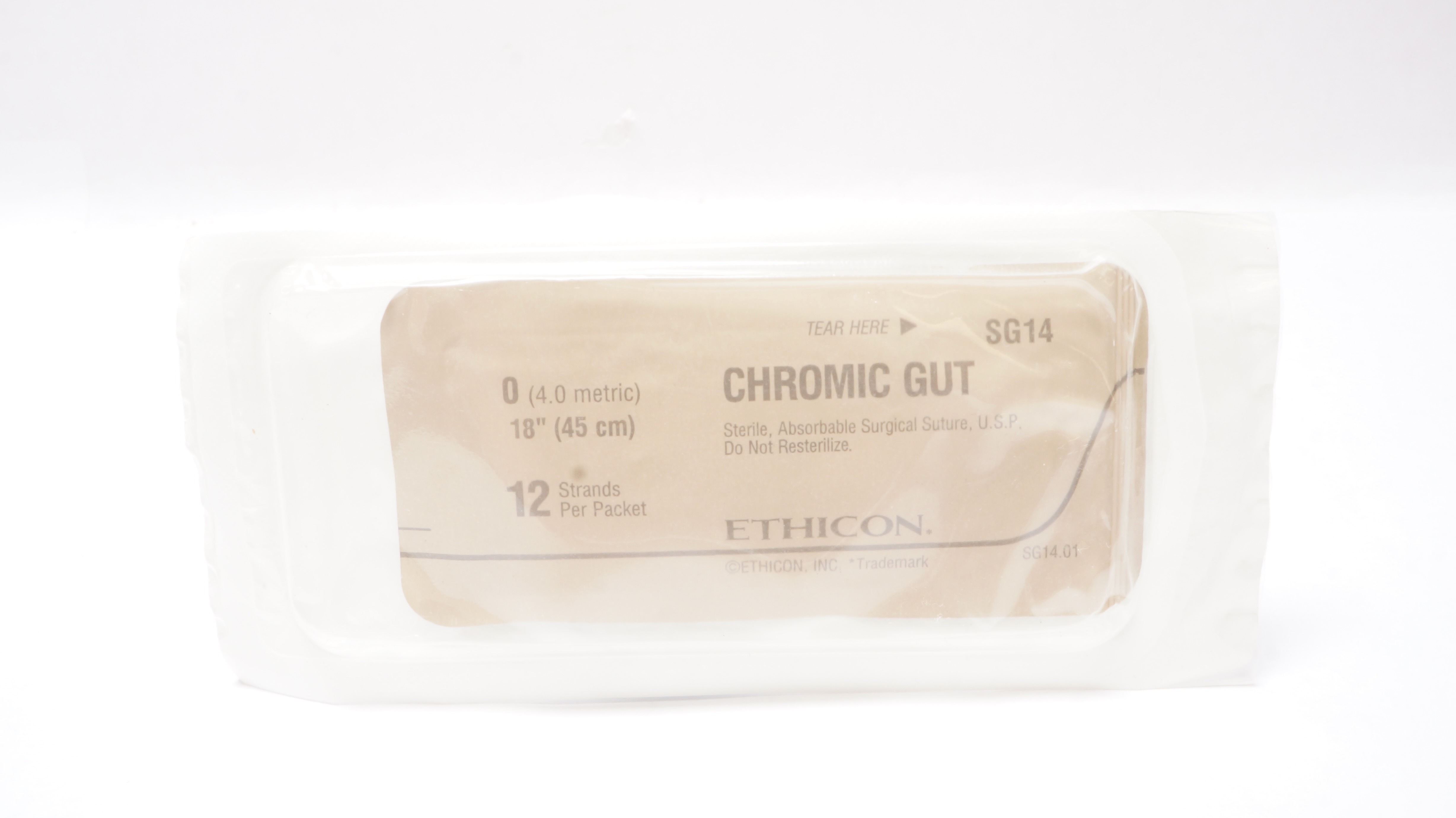 Ethicon SG14 0 Chromic Gut Absorbable Surgical Stre 18inch (x)
