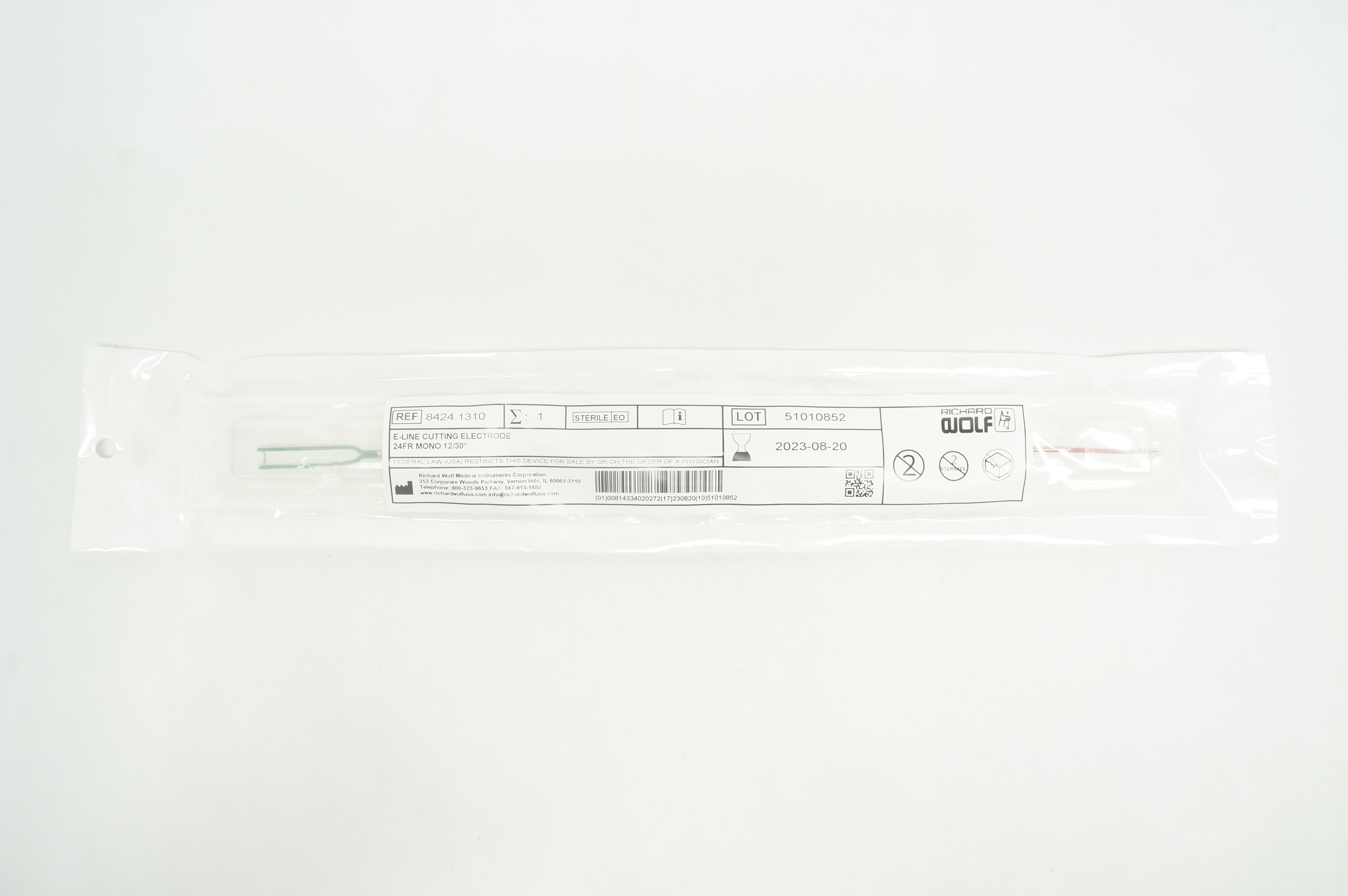 Richard Wolf 8424.1310 E-Line Cutting Electrode 24Fr Mono 12/30 degree