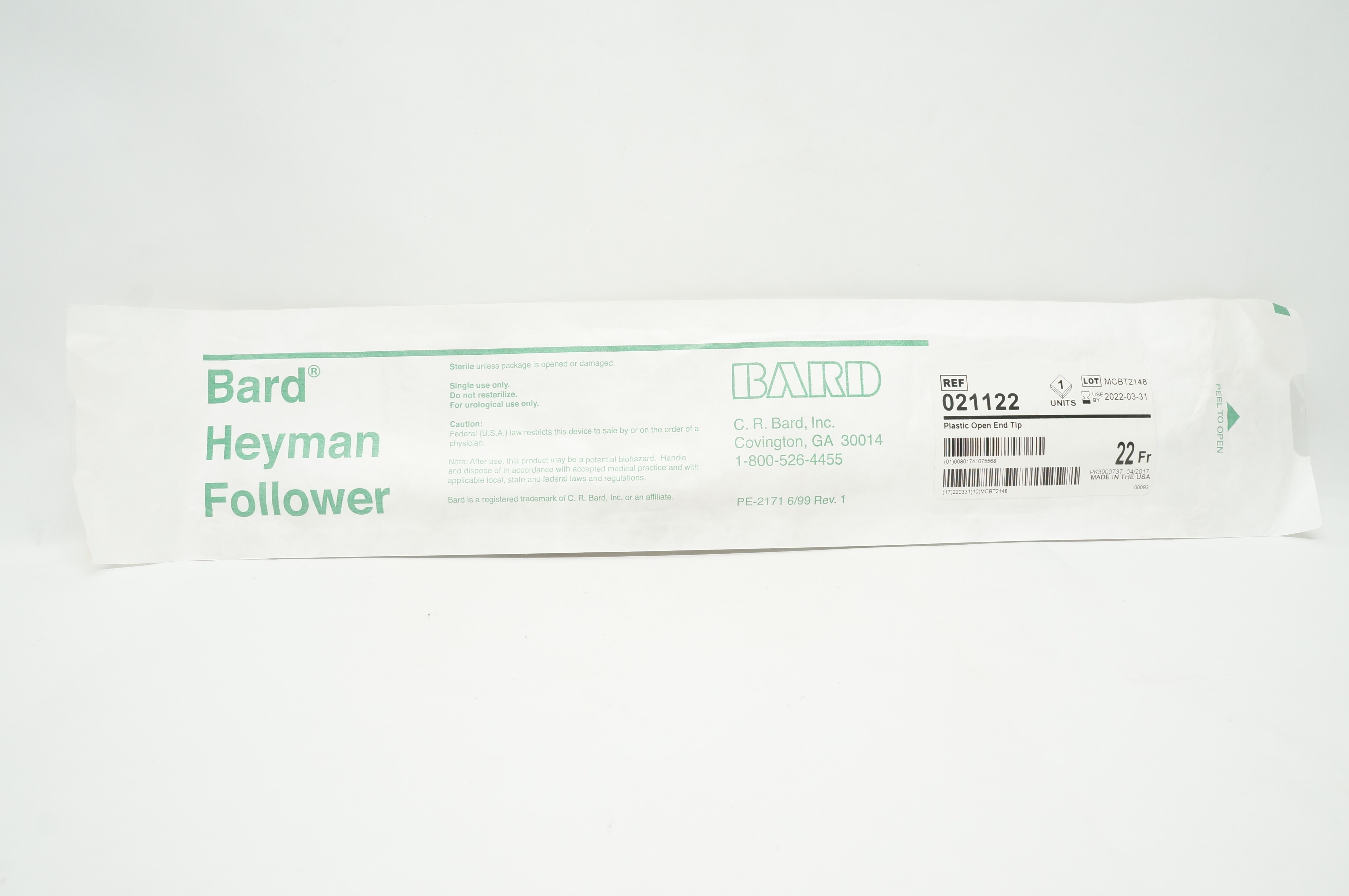 Bard 021122 Heyman Follower Straight Tip 22 Fr