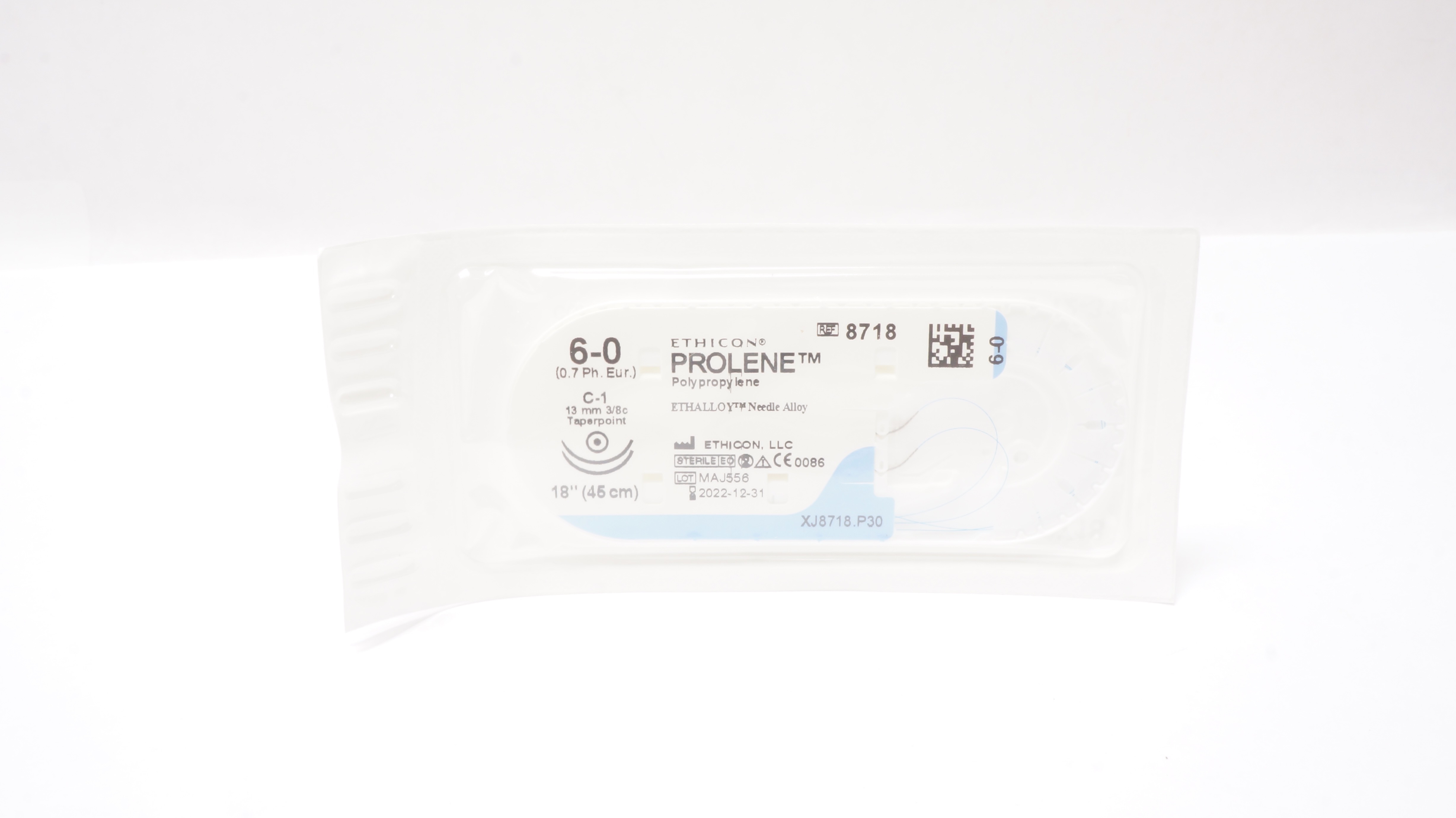 Ethicon 8718 6-0 PROLENE, C-1, 13mm 3/8c Taperpoint, 18inch (x)