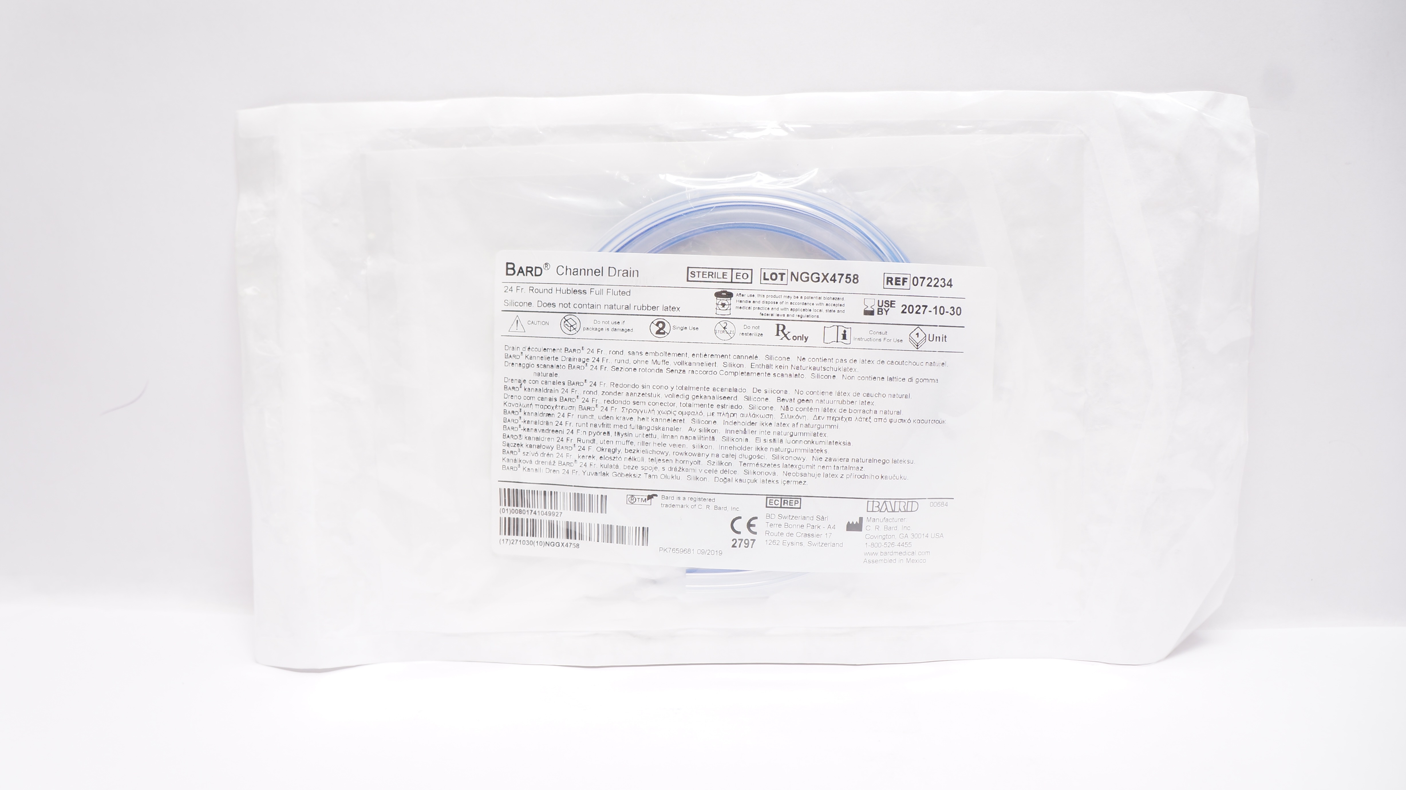 Bard 072234 Channel Drain 24 Fr. Round Hubless Full Fluted