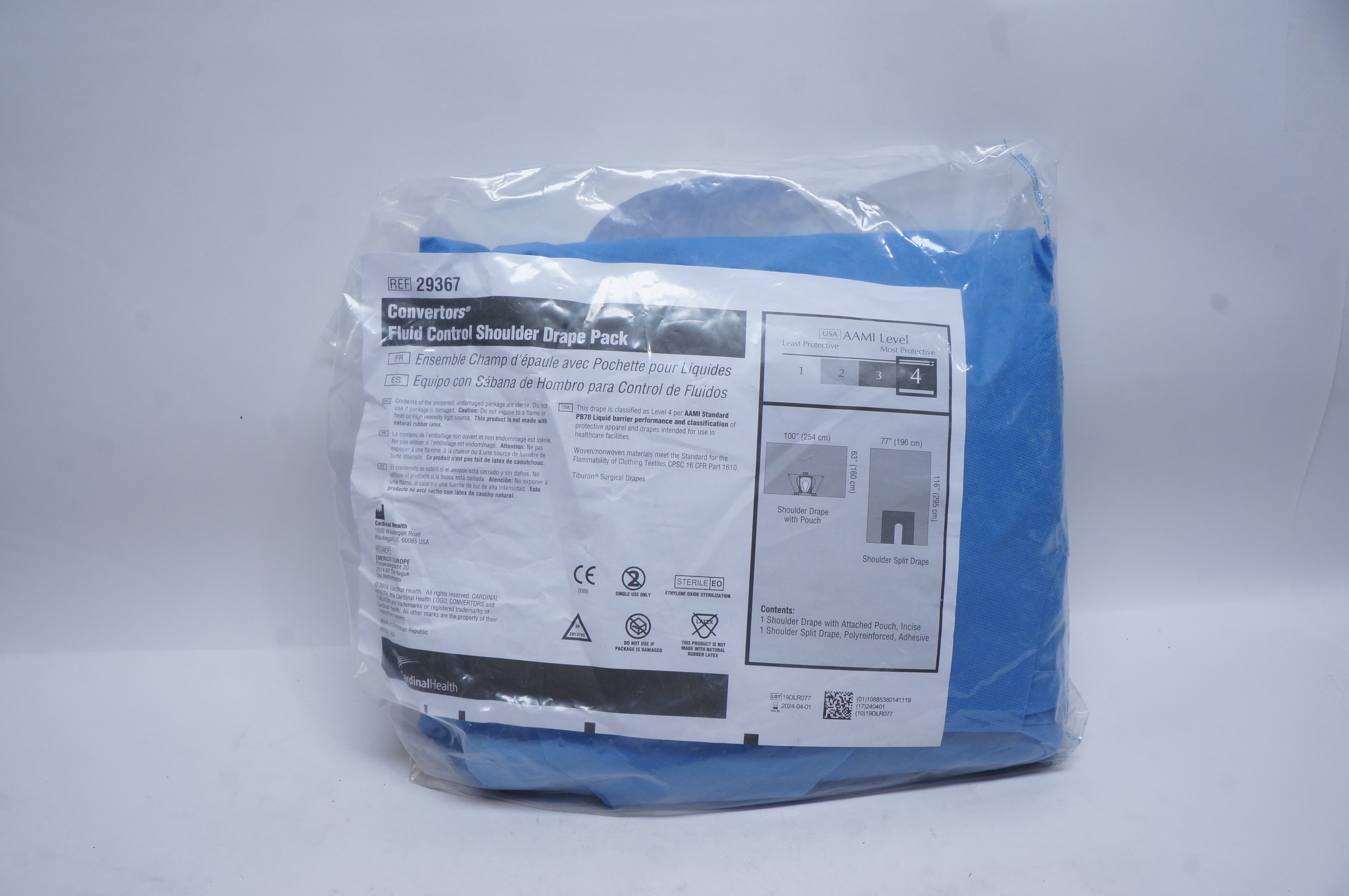 Cardinal Health 29367 Convertors Fluid Control Shoulder Drape Pack 100inch