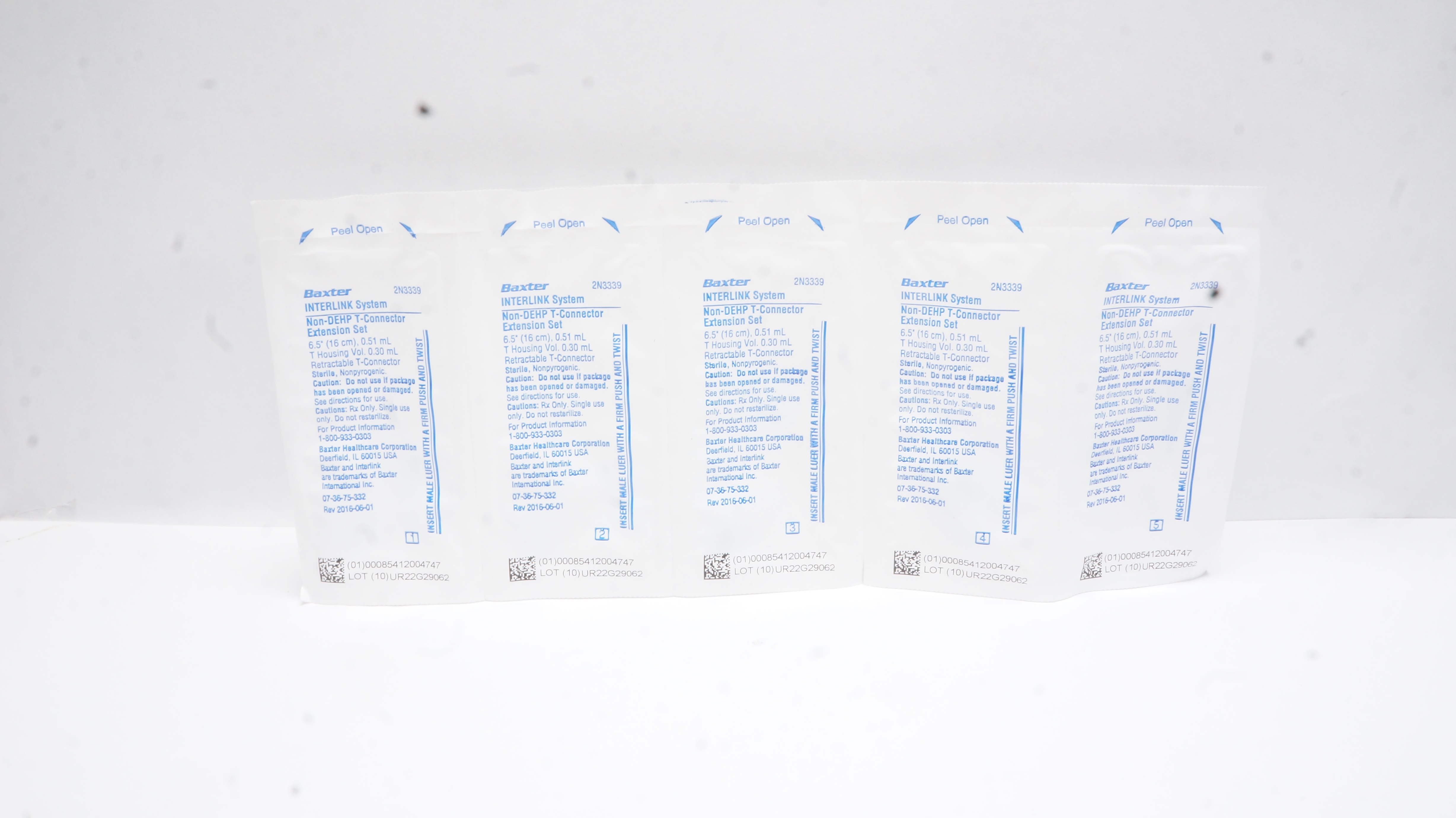 Baxter 2N3339 INTERLINK Extension Set 6.5inch x 0.51mL x 0.30mL - Lot of 05