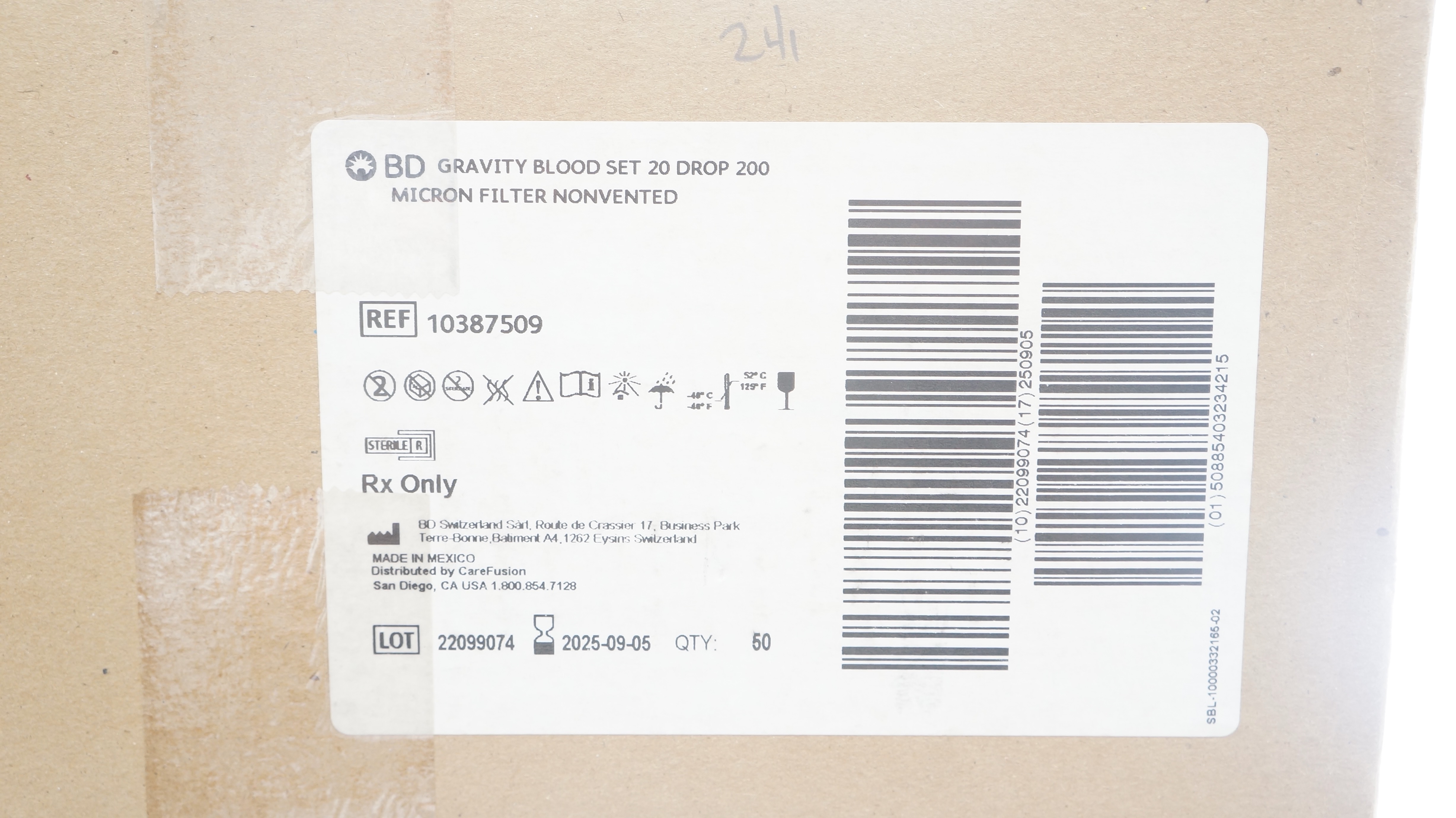 BD 10387509 Gravity Blood Set 200 Micron Filter, Nonvented 20ml - Box of 50
