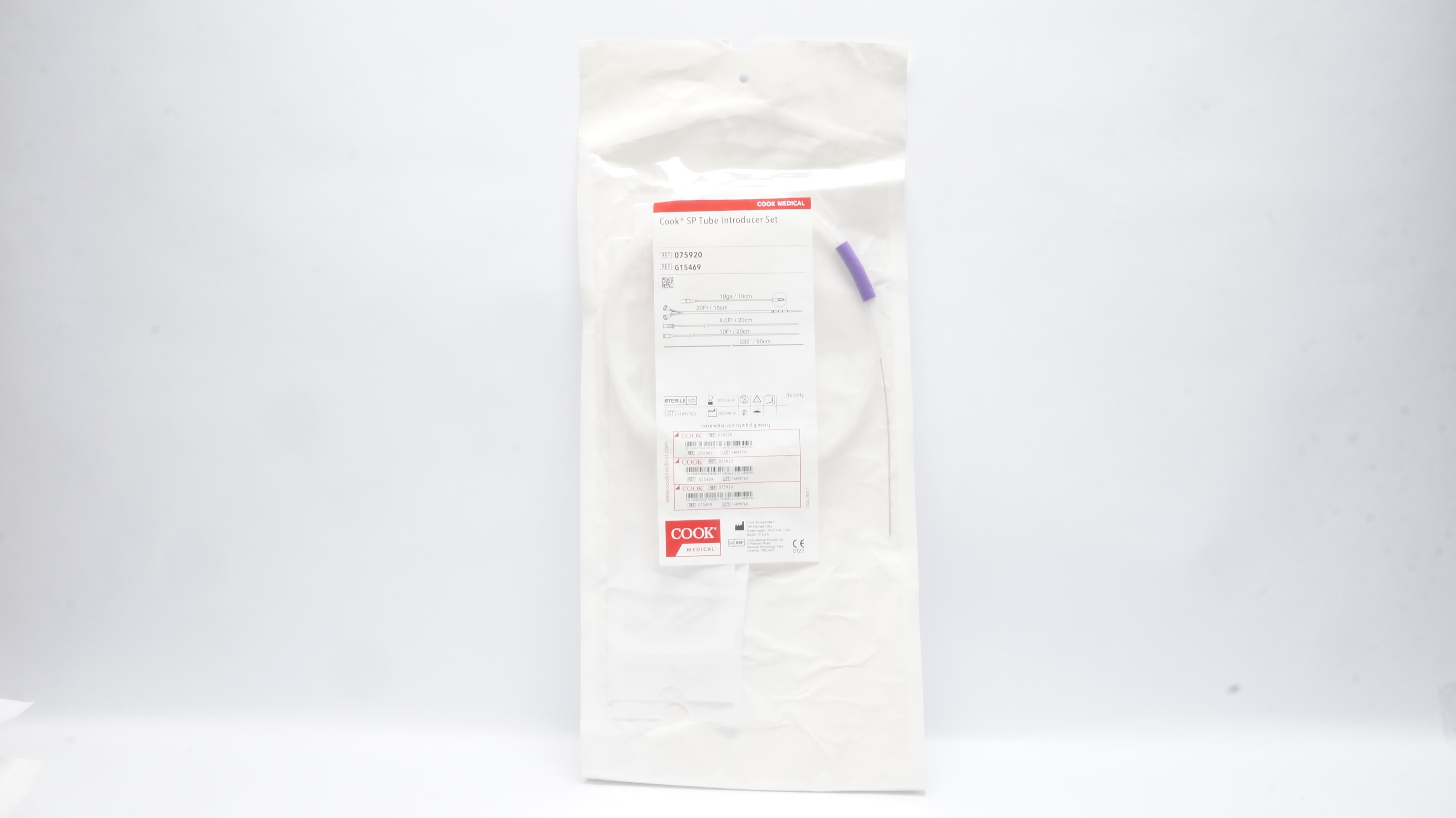 Cook Medical G15469 SP Tube Introducer Set 18ga/10cm