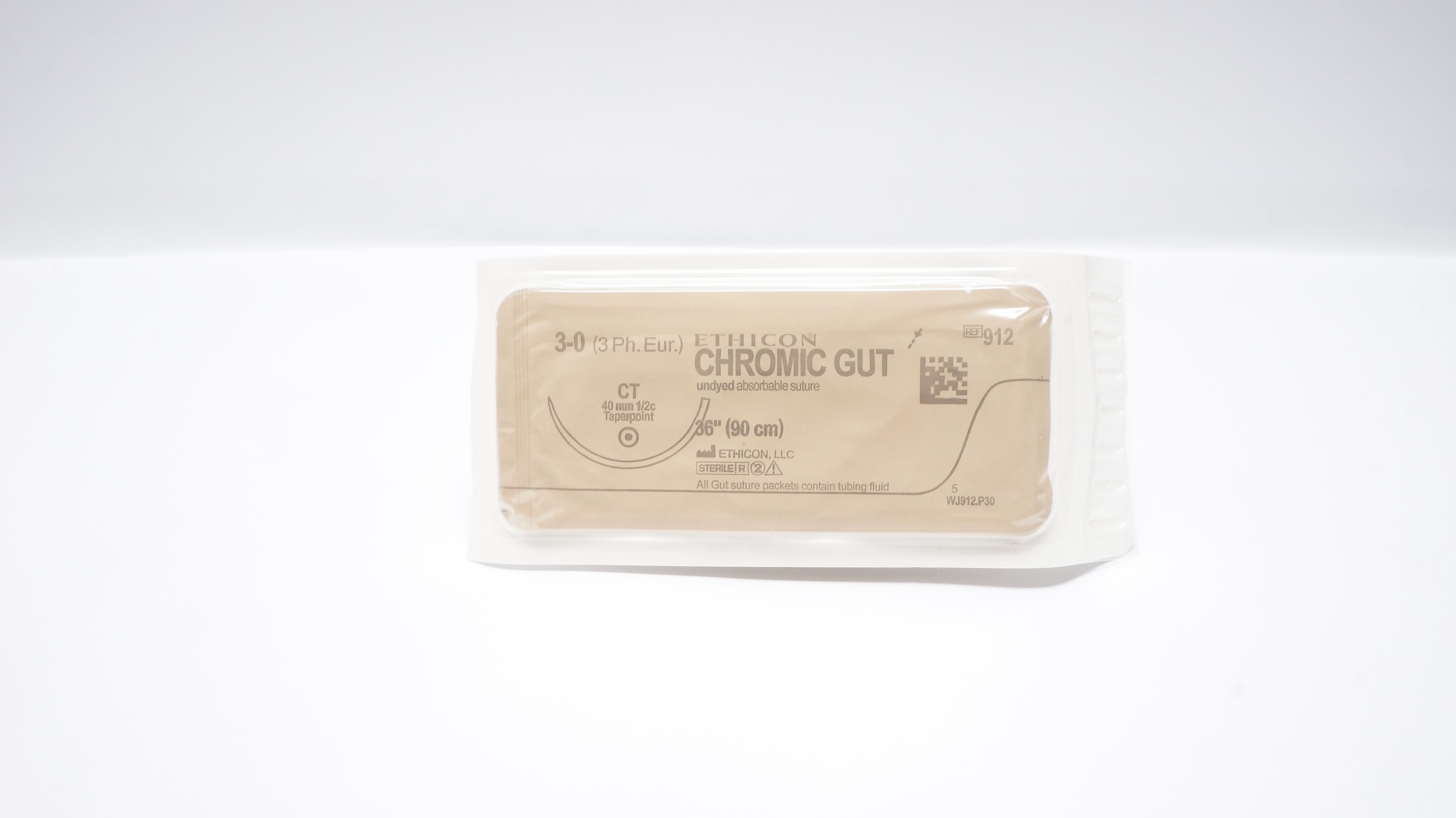 Ethicon 912 3-0 CHROMIC GUT Surgical Stre CT 40mm 1/2c Taperpoint 36inch (x)