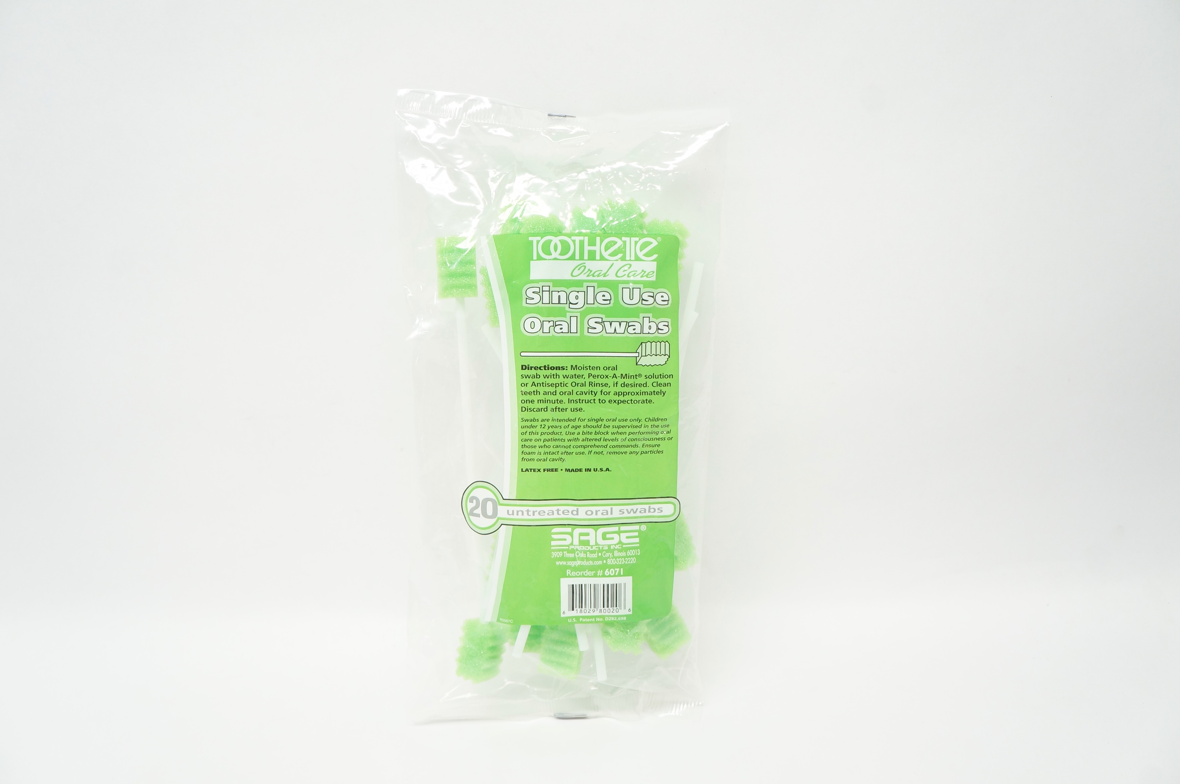 SAGE 6071 Toothete Oral Care Single Use Oral Swabs - Pack of 20