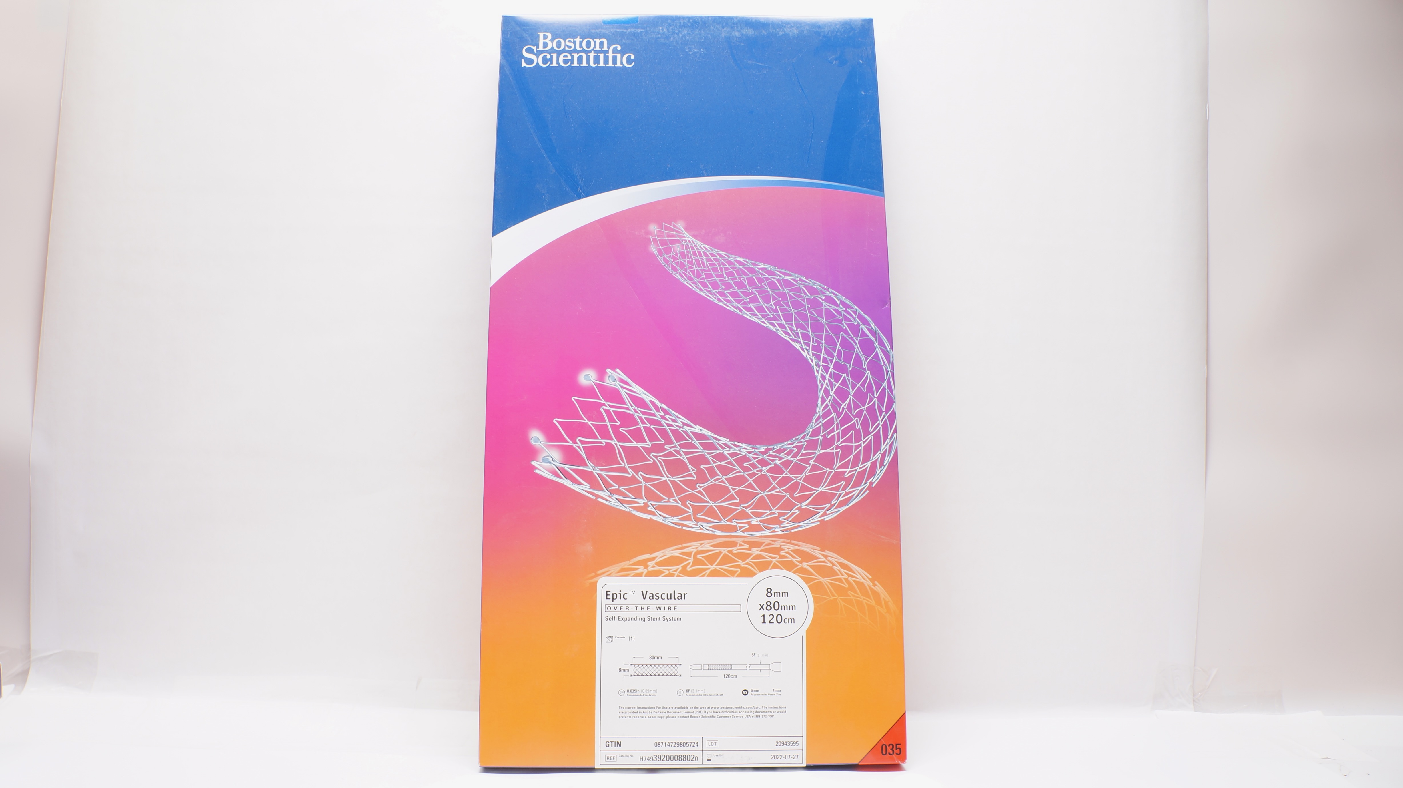 Boston Scientific H74939200088020 Epic Stnt System 8mm x 80mm x 120cm (x)