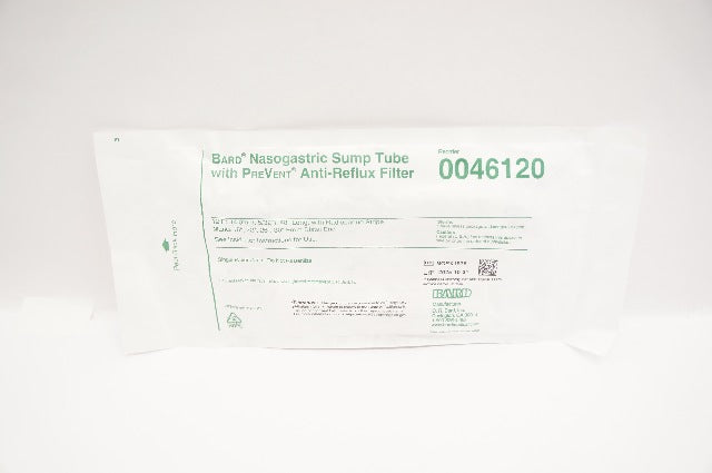 Bard 0046120 Nasogastric Sump Tube with PreVent Anti-Reflux Filter 12Fr x 48inch