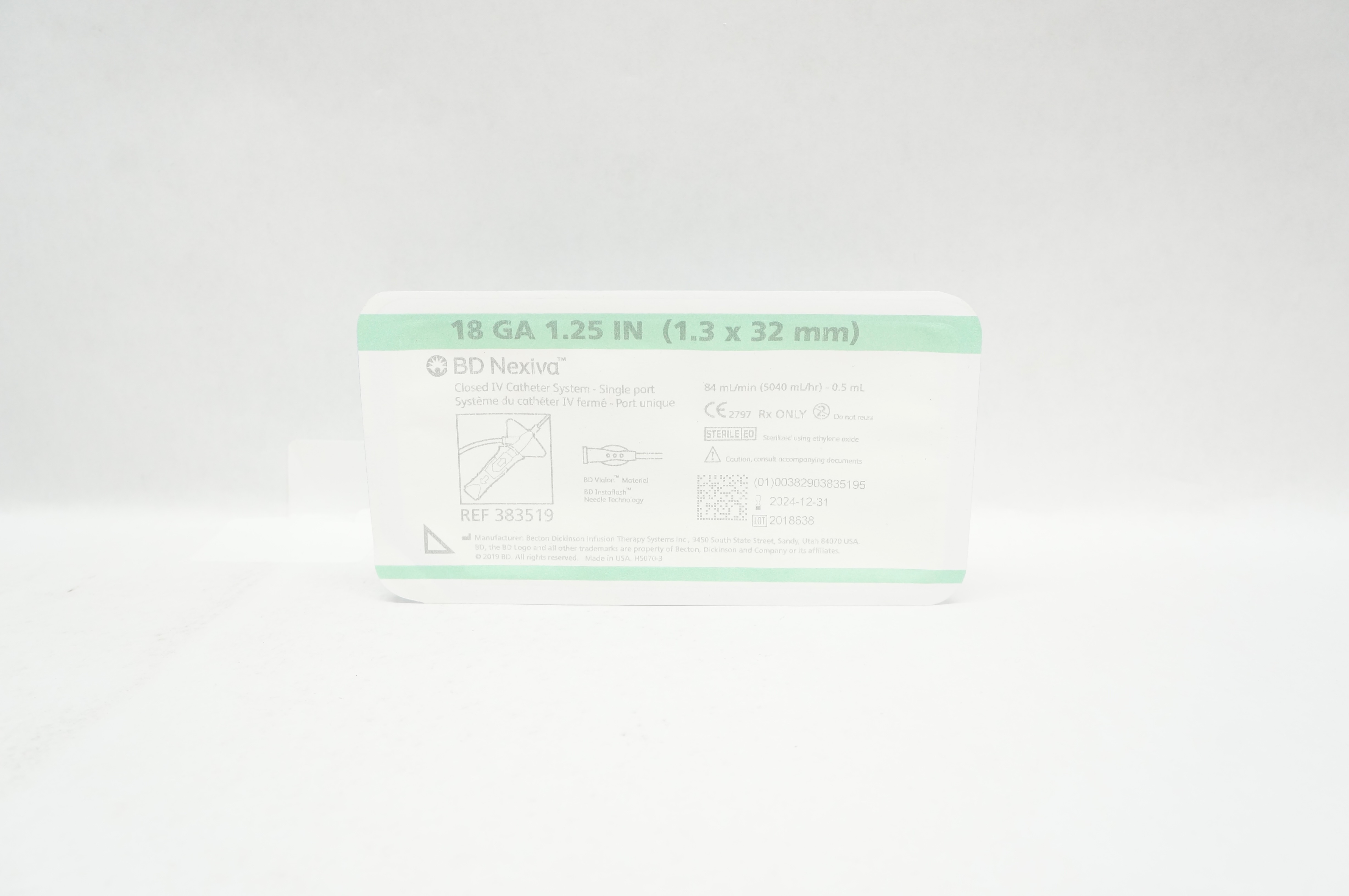 BD 383519 Nexiva Closed IV Cath. System 18Ga x1.25inch