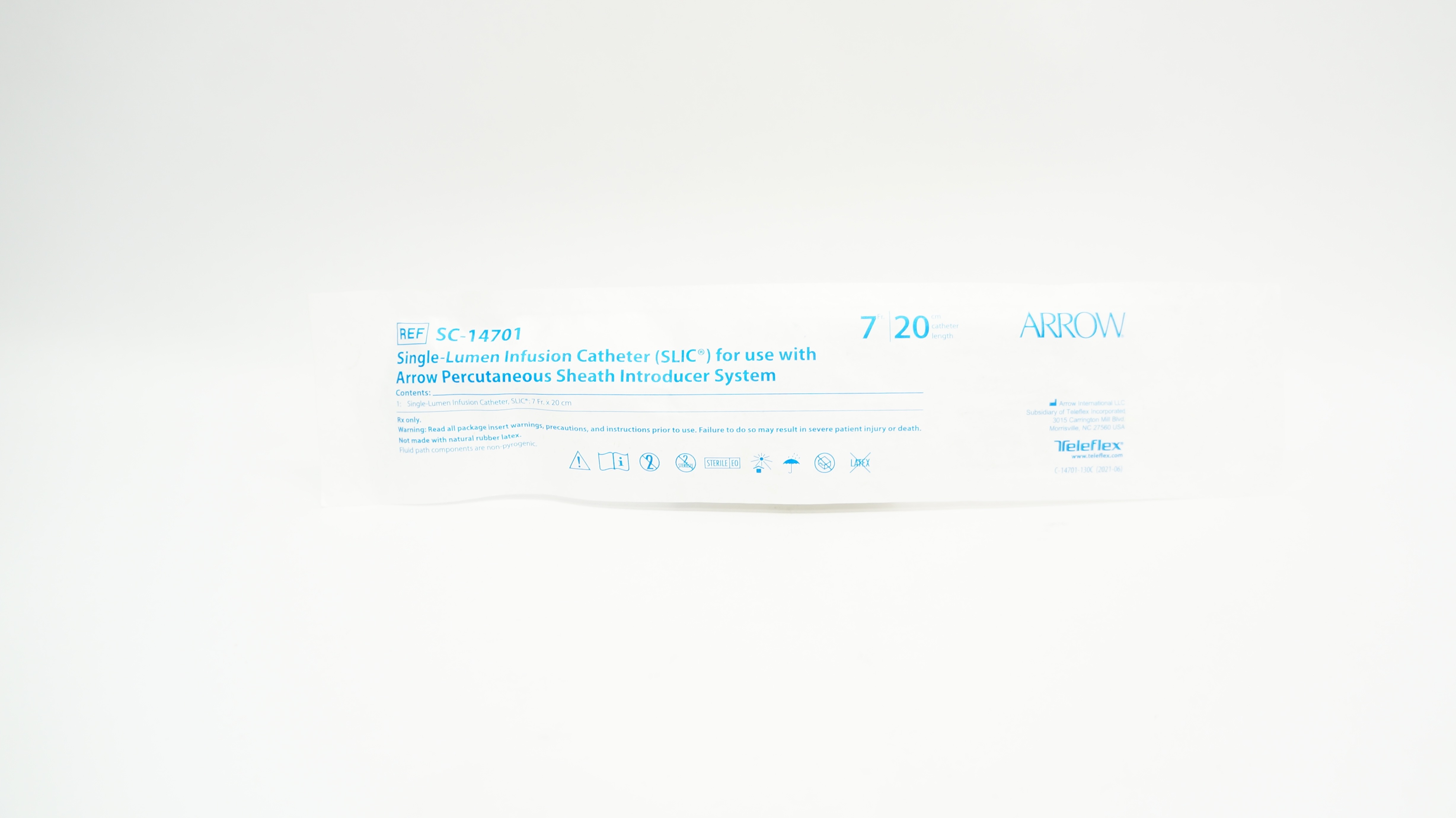 Arrow SC-14701 Single-Lumen Infusion Cath. 7Fr x 20cm