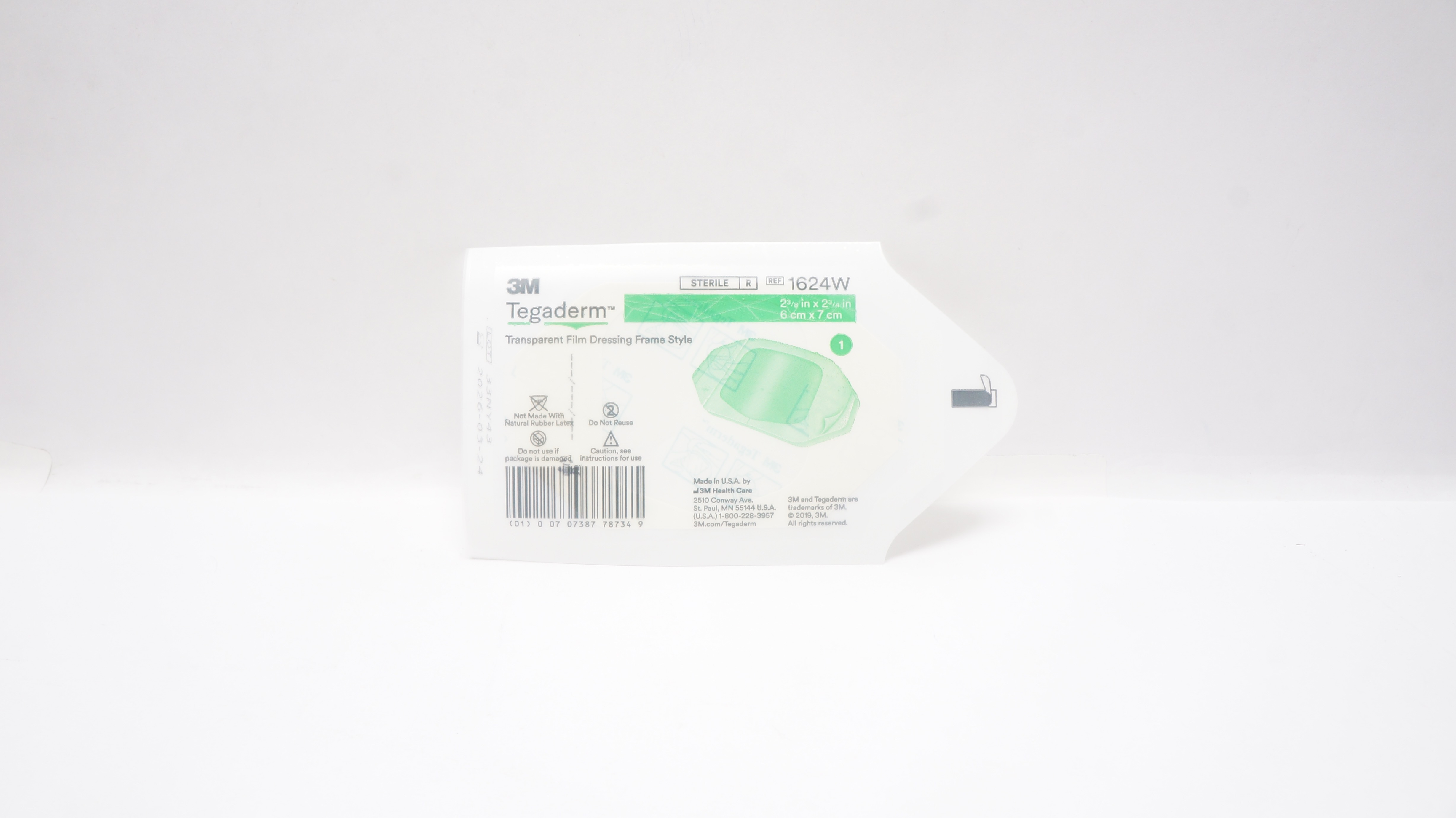 3M 1624W Tegaderm Transparent Film Dressing Frame Style 2-3/8 x 2-3/4 inch