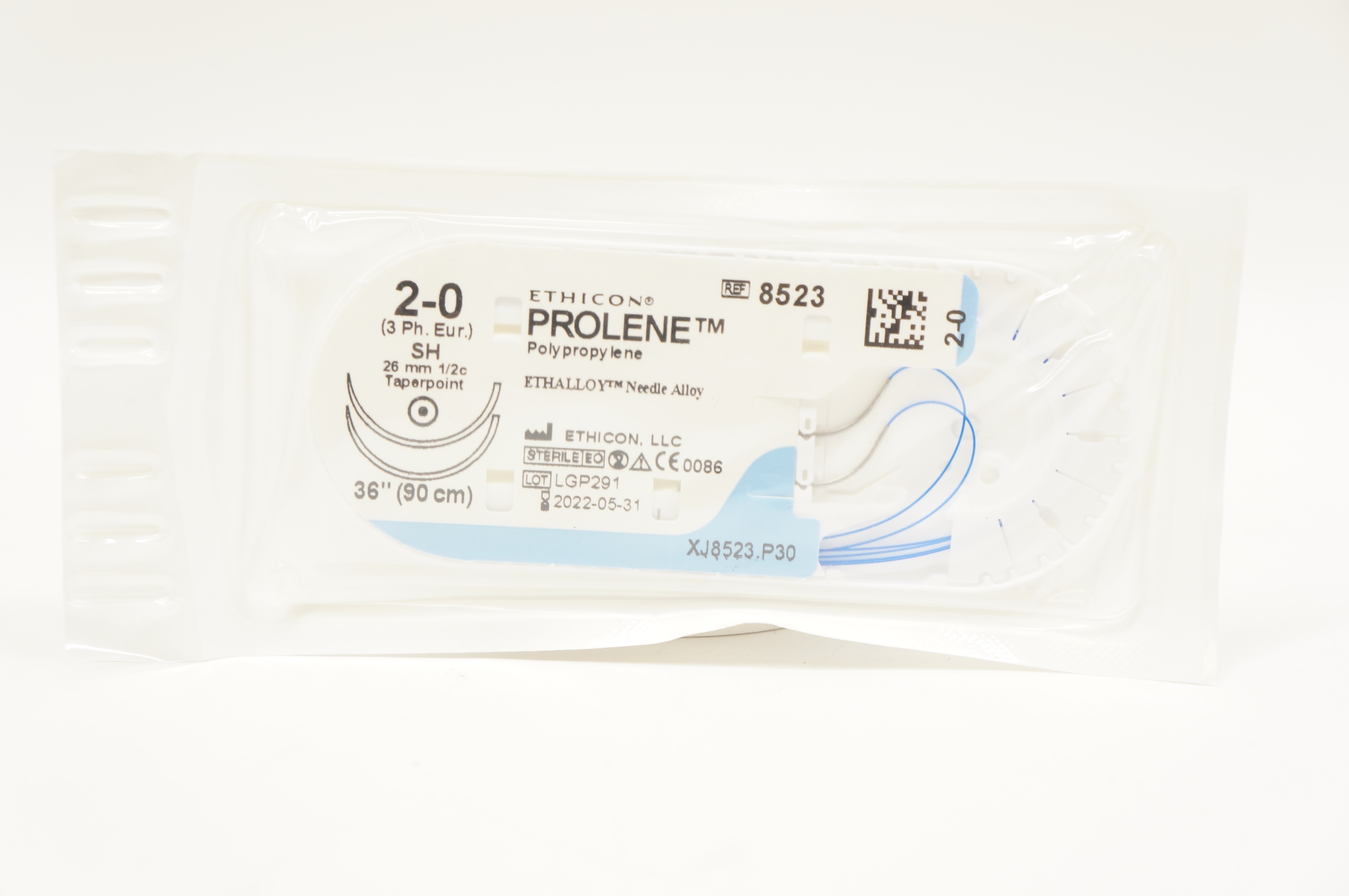 Ethicon 8523 2-0 PROLENE, SH, 26mm 1/2c Taperpoint, 36inch