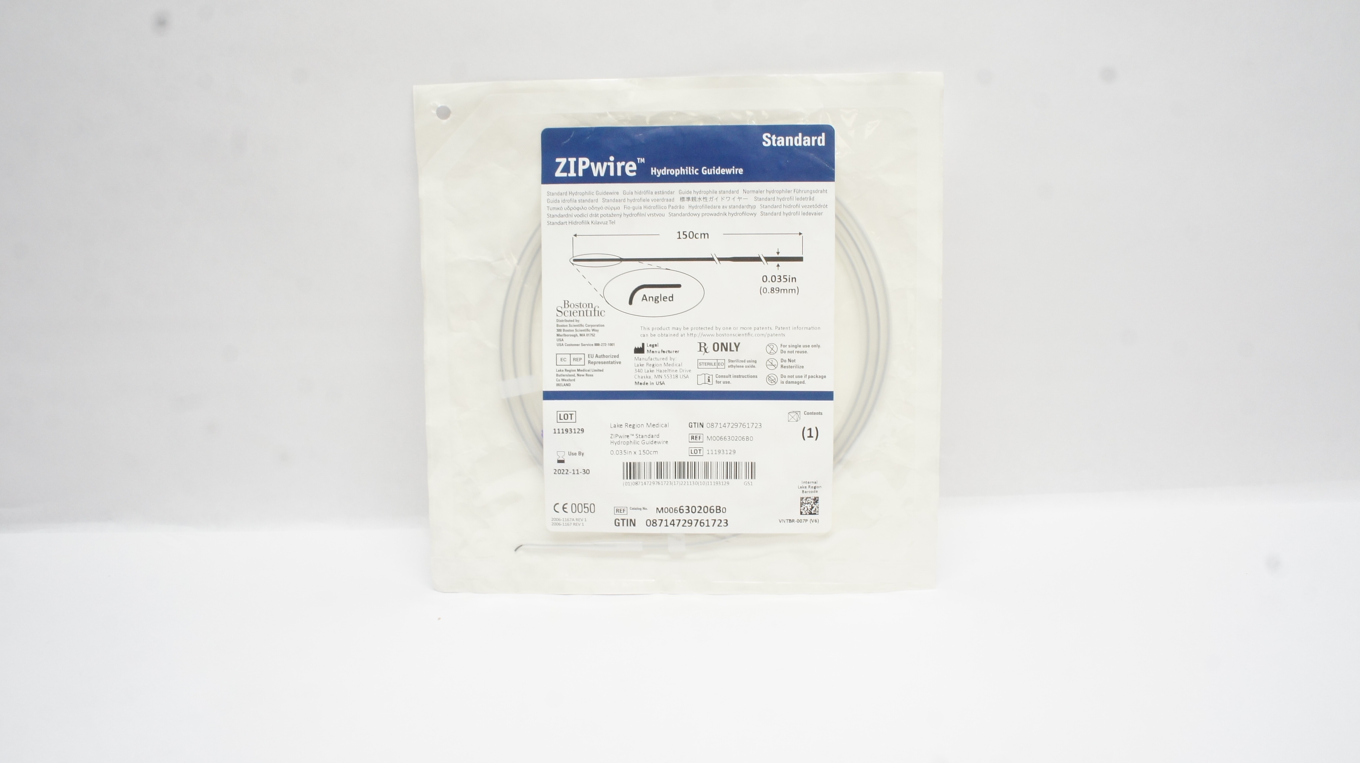 Boston Scientific 630206B Hydrophilic Guidewire, Angled,  0.035in x 150cm (x)